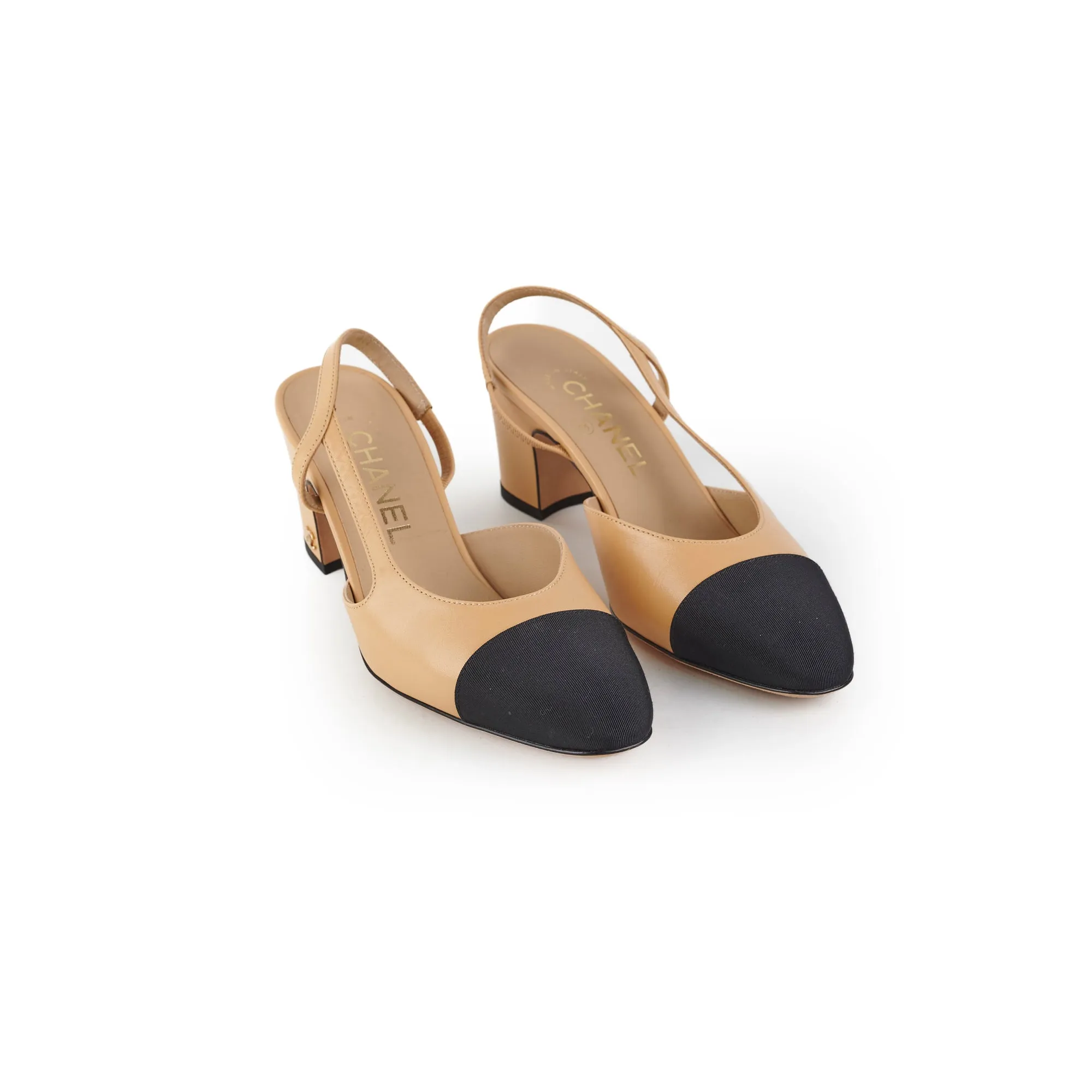 Chanel Beige Slingback Heels Size 36 Heeled Boots