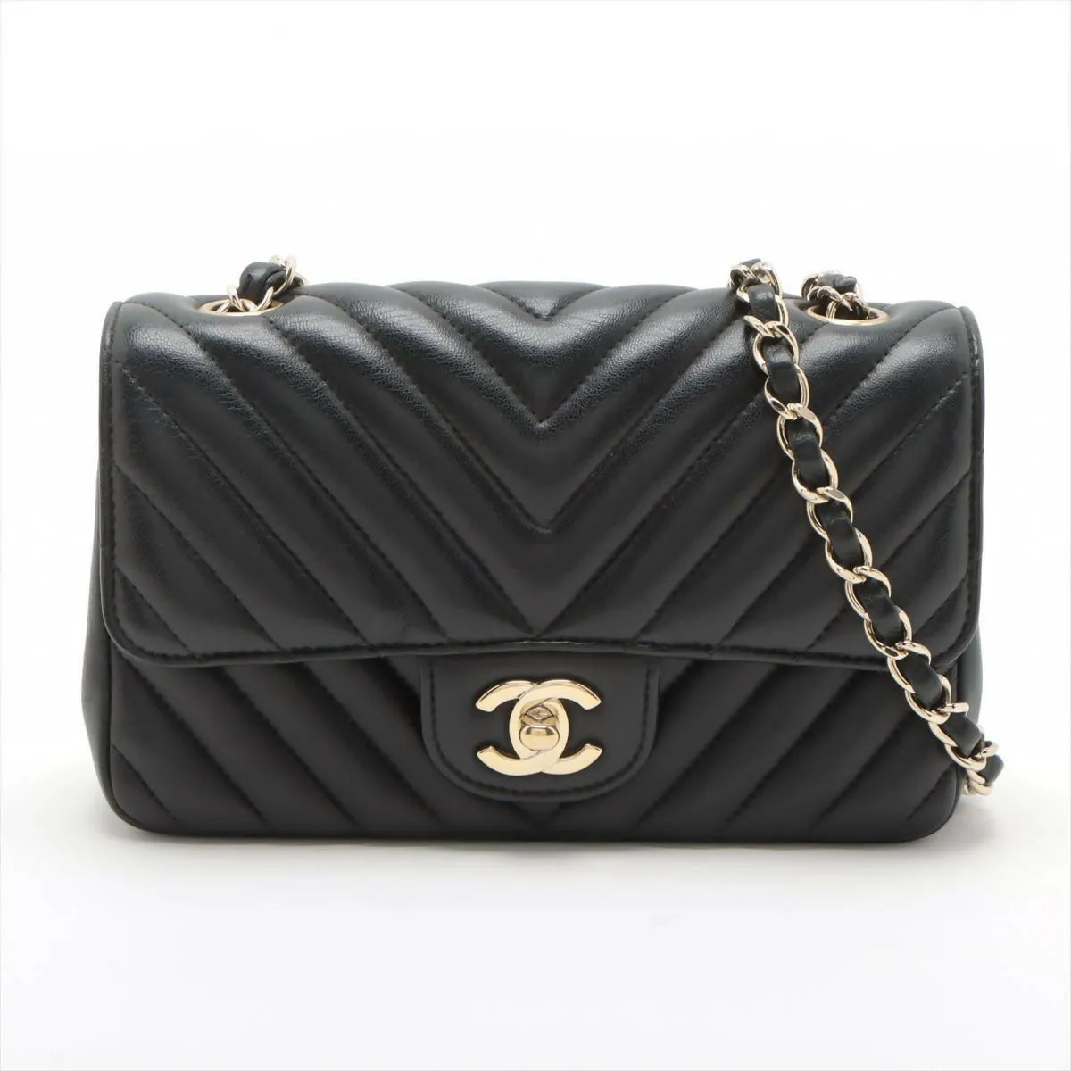 Chanel Black Caviar Flat Chevron Quilted Medium Double Flap Bag Everyday Chic