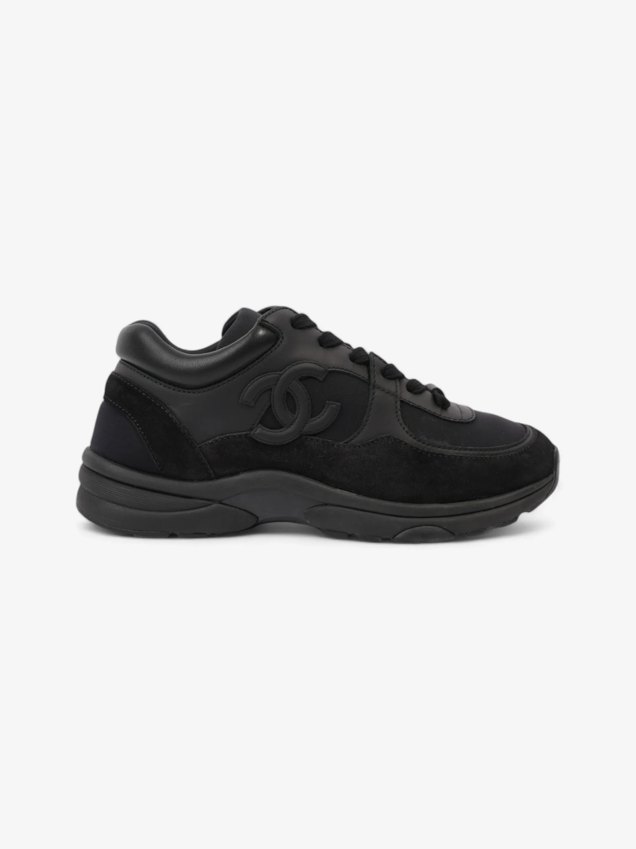 Chanel CC Logo Sneakers Black Suede EU 38 UK 5 Stylish Sole