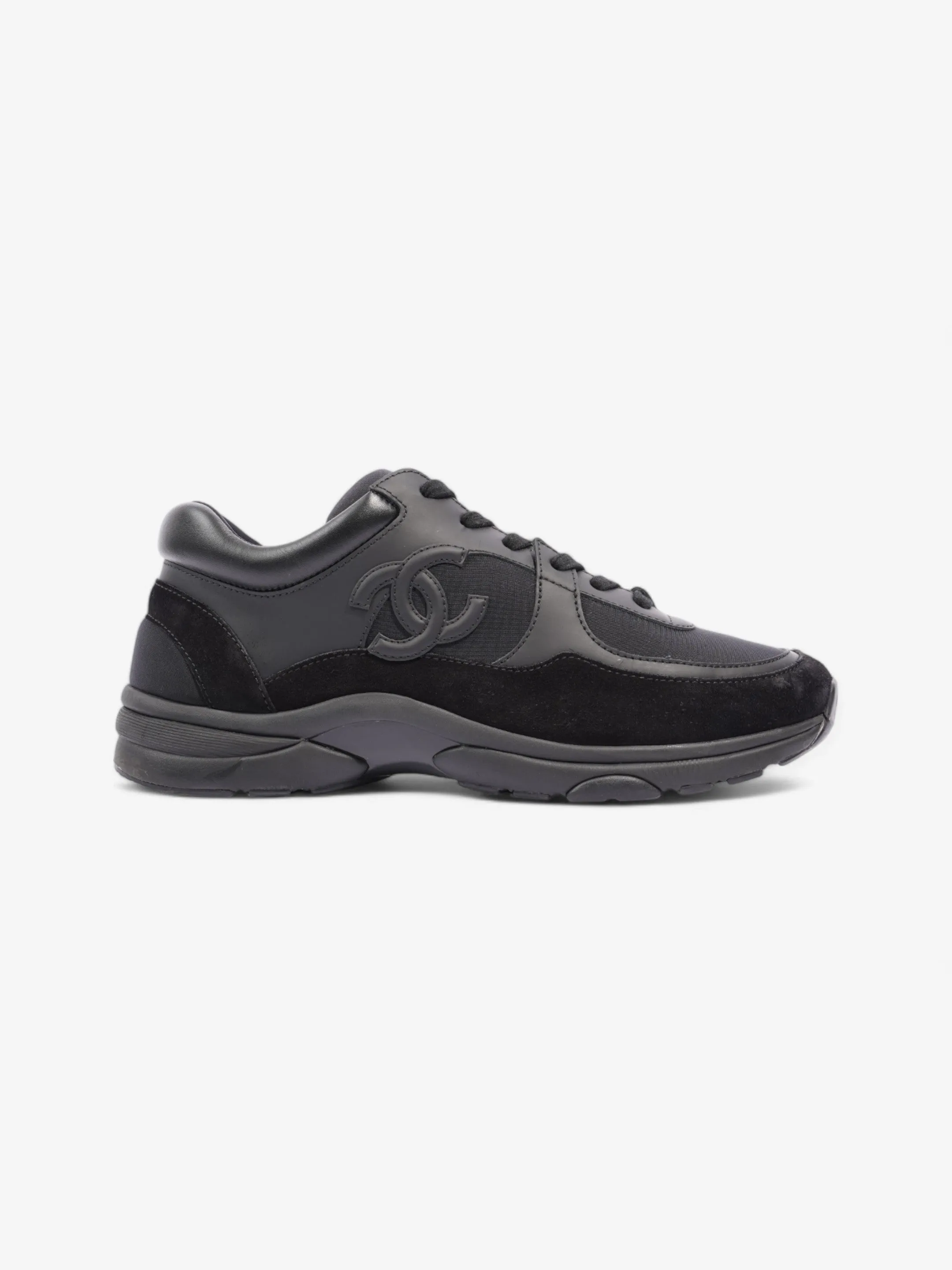 Chanel CC Logo Sneakers Black Suede EU 41 UK 7 Bare Glide
