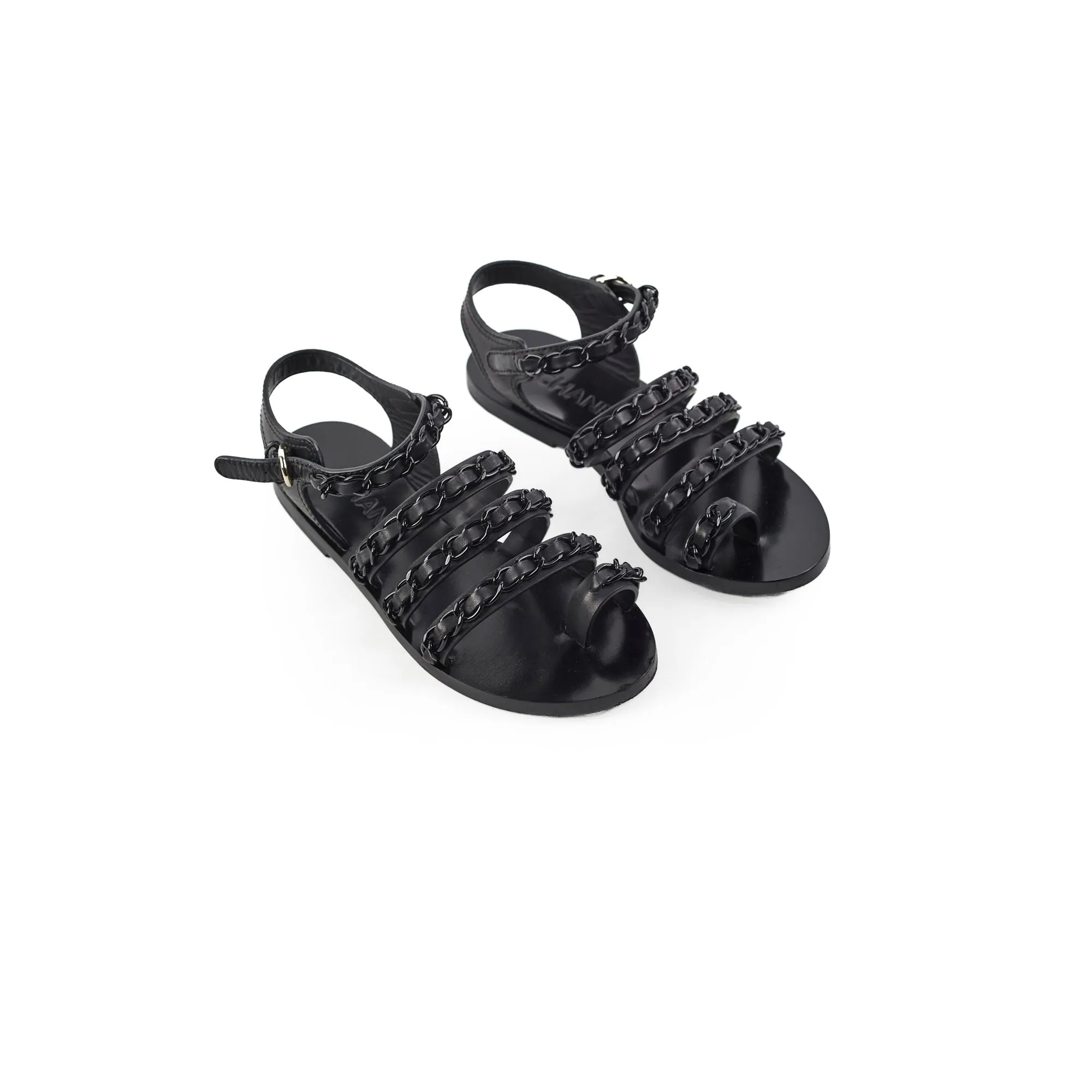 Chanel Chain Sandals Black Size 36 Fresh Design