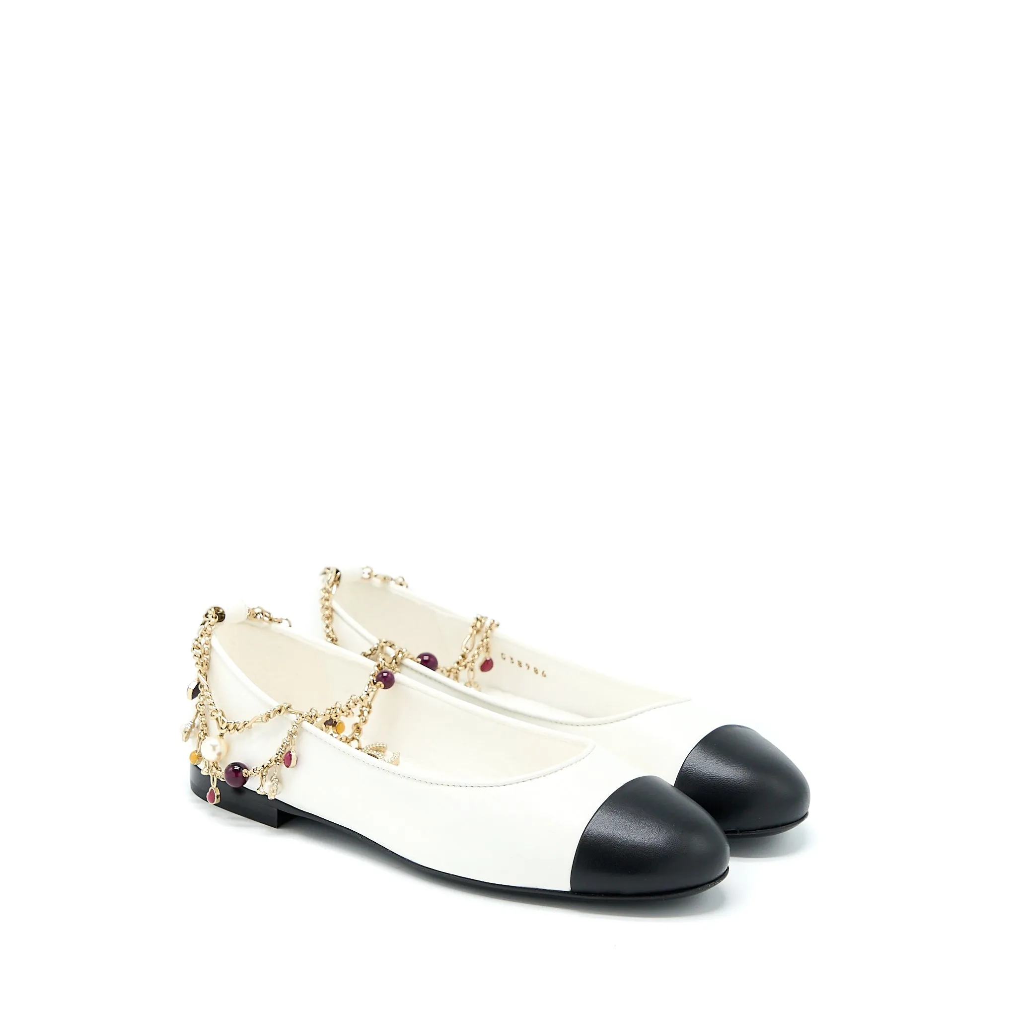 Chanel Size 36 Ballerina Shoes With Charm Chain Elastic-Band