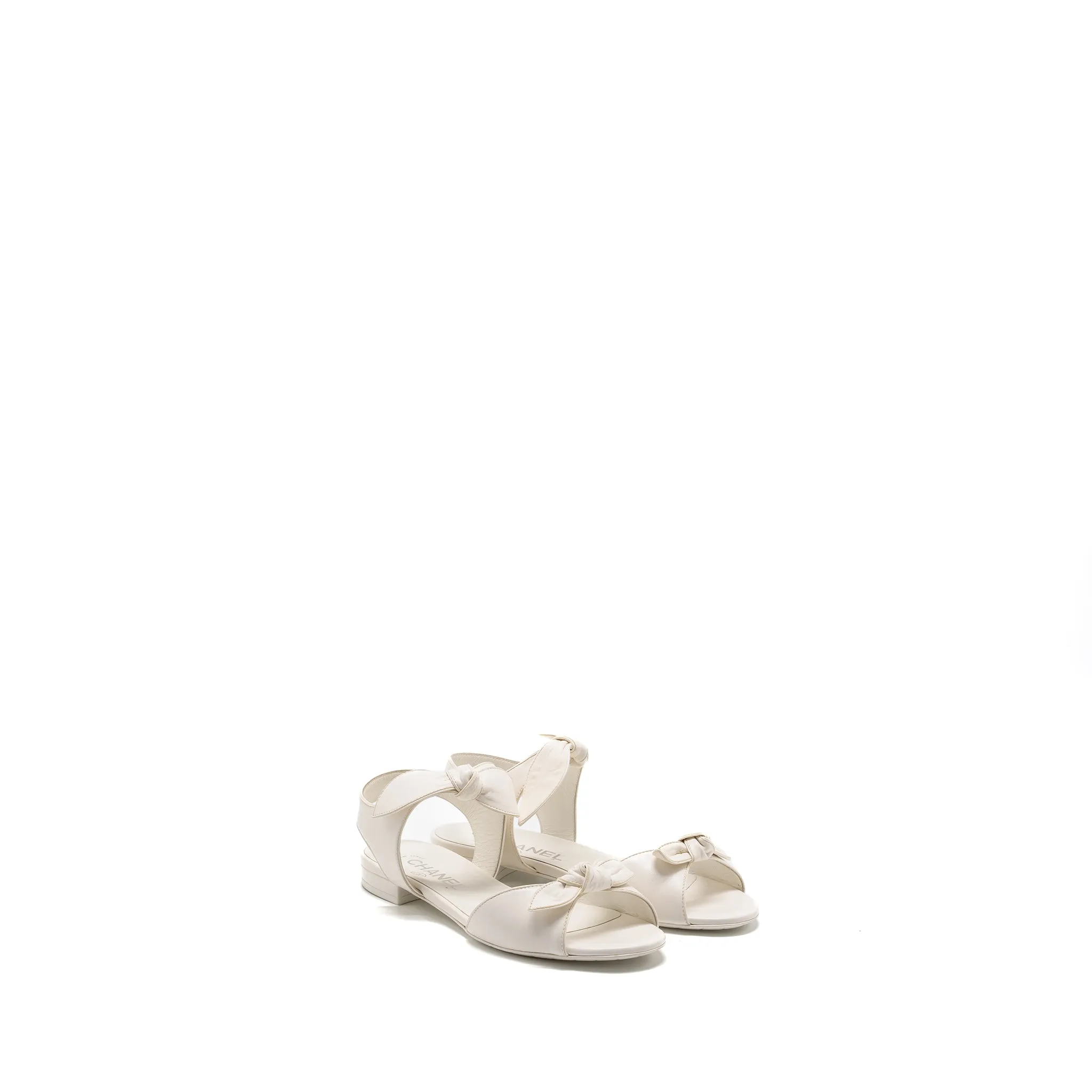 Chanel Size 36 Ribbon Sandals Lambskin White Outdoor Adventure Ready