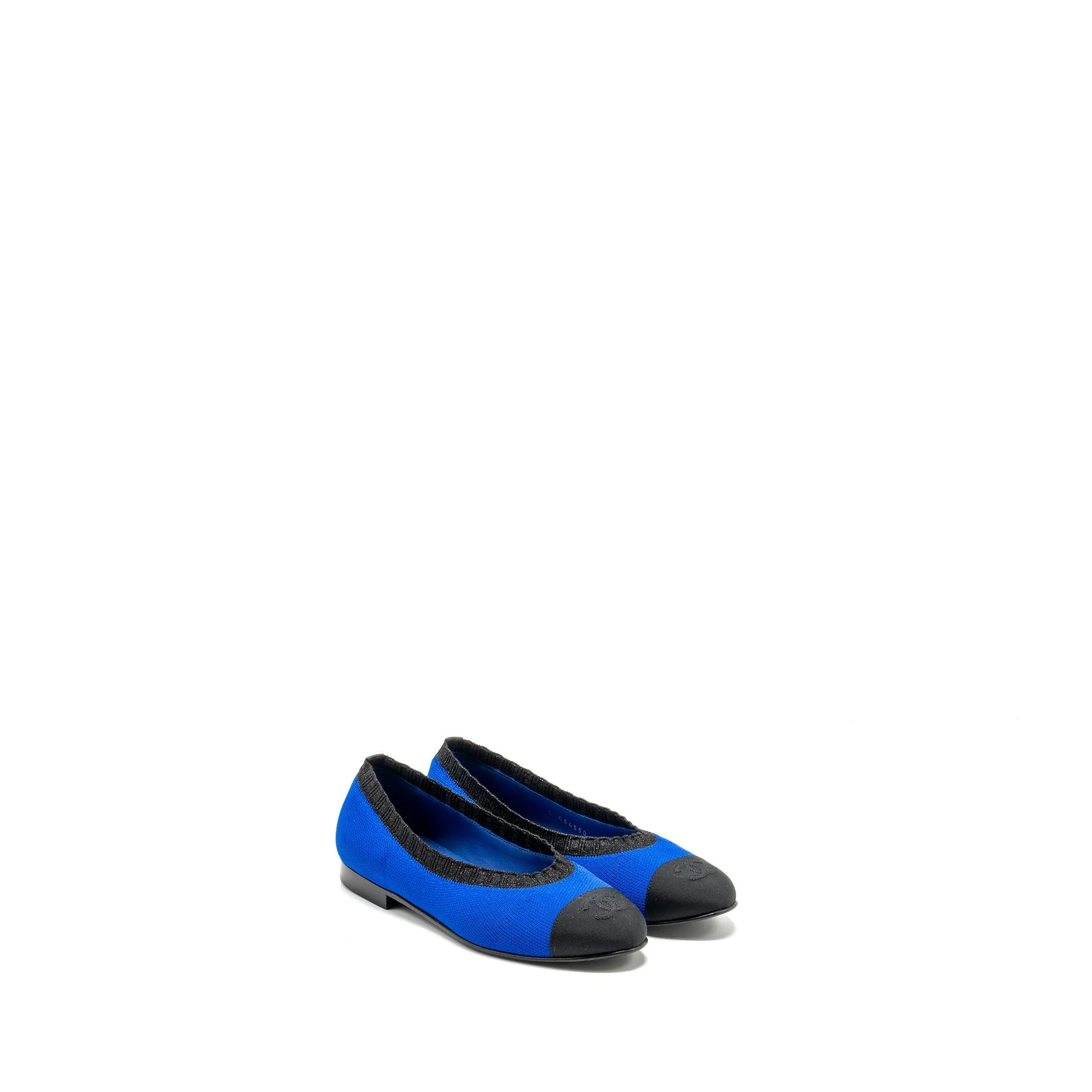 Chanel size 36.5 ballet flats fabric blue/ black Quick Walk