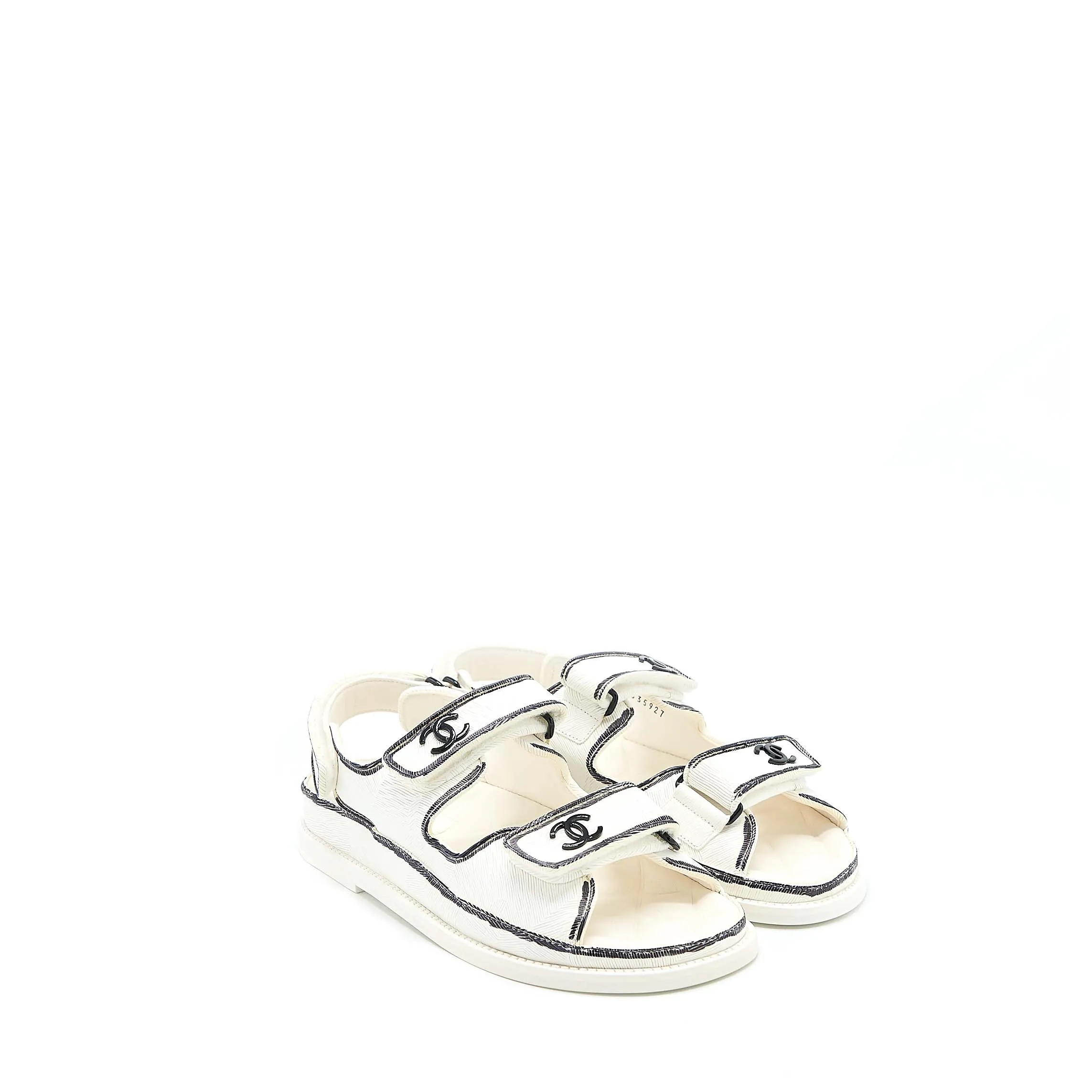 Chanel Size 37 Dad Sandals Black/White Thin Sole
