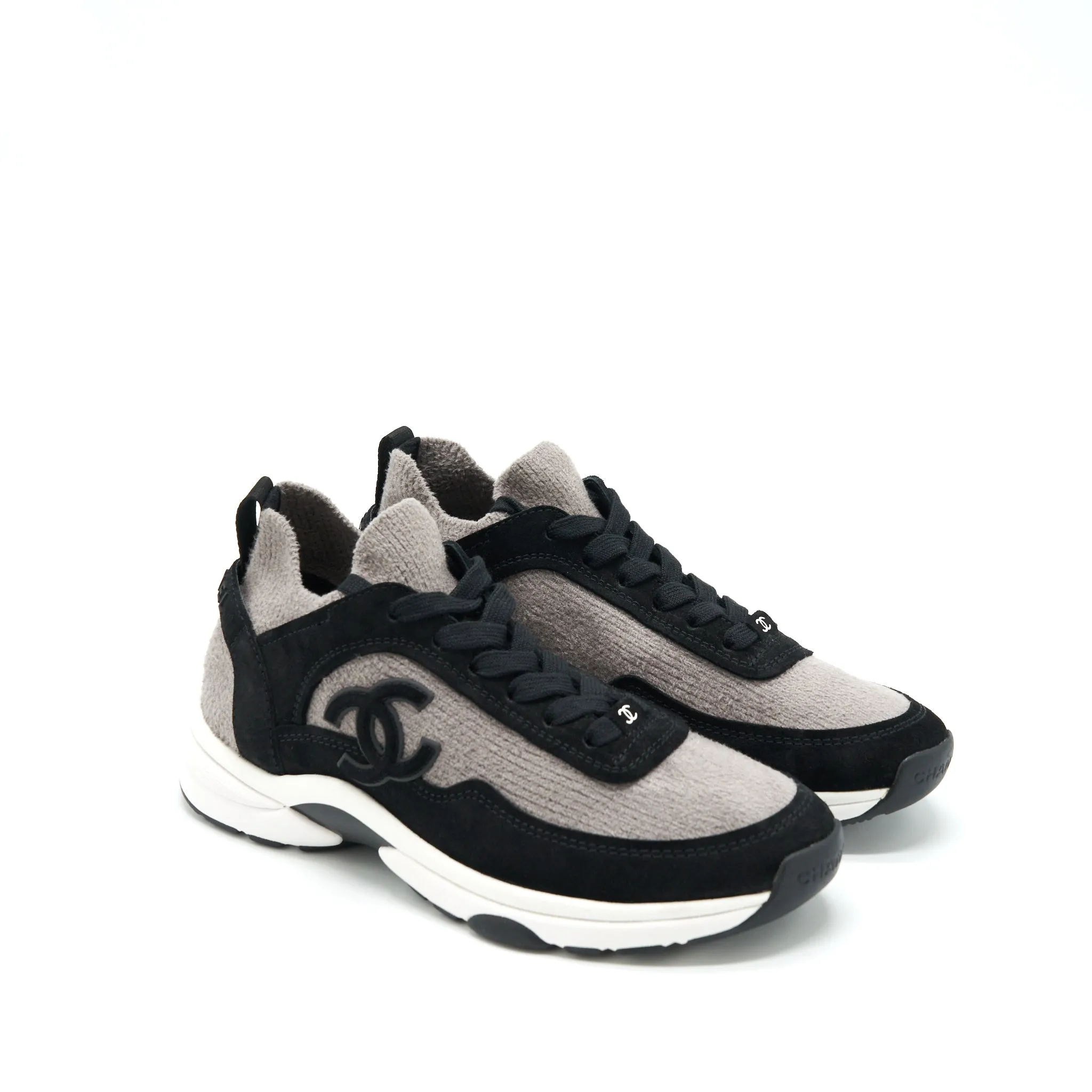 Chanel Size 37 Womens Sneakers Grey/ Black Smart Comfort