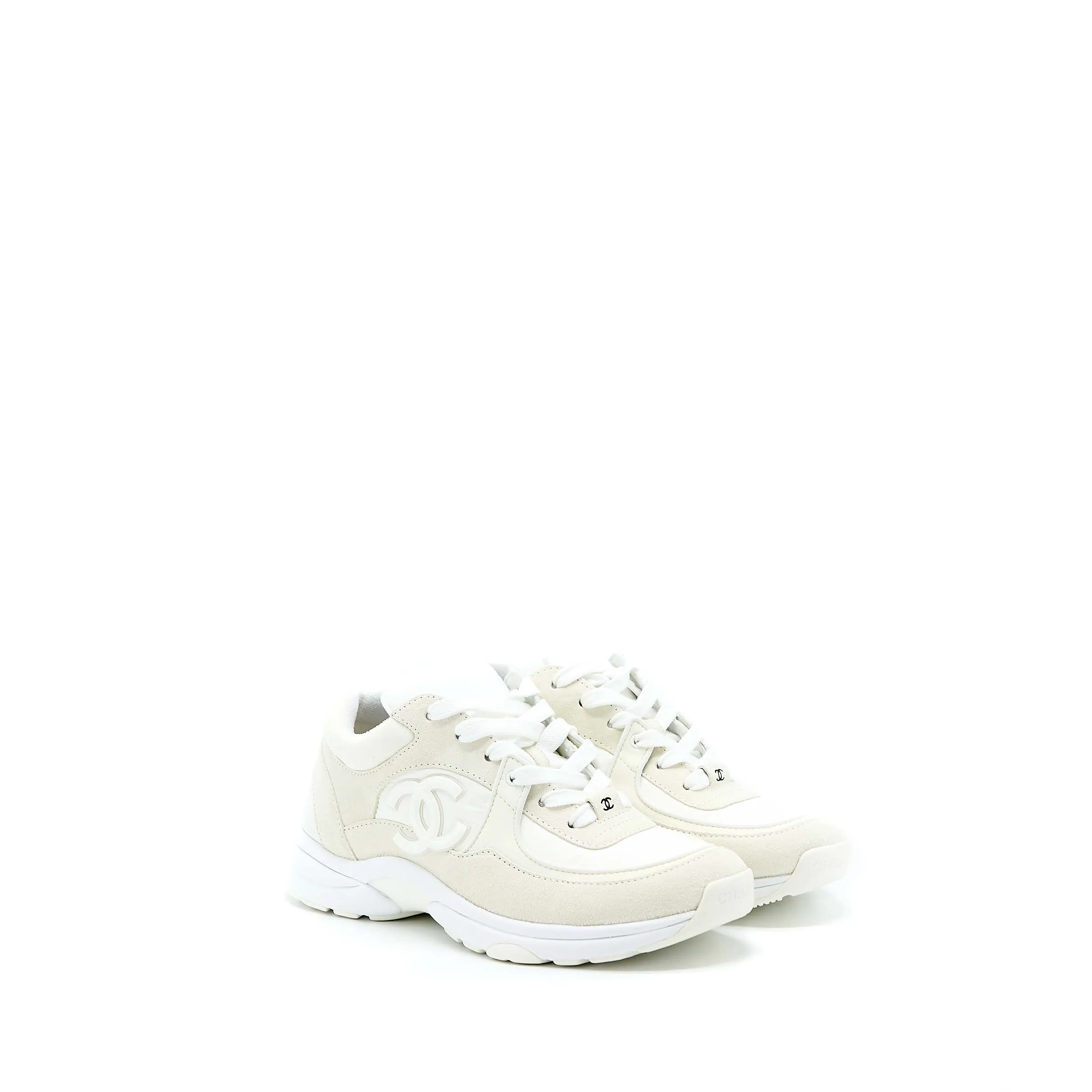 Chanel Size 37.5 22K CC Logo Sneaker White Lightweight Fit