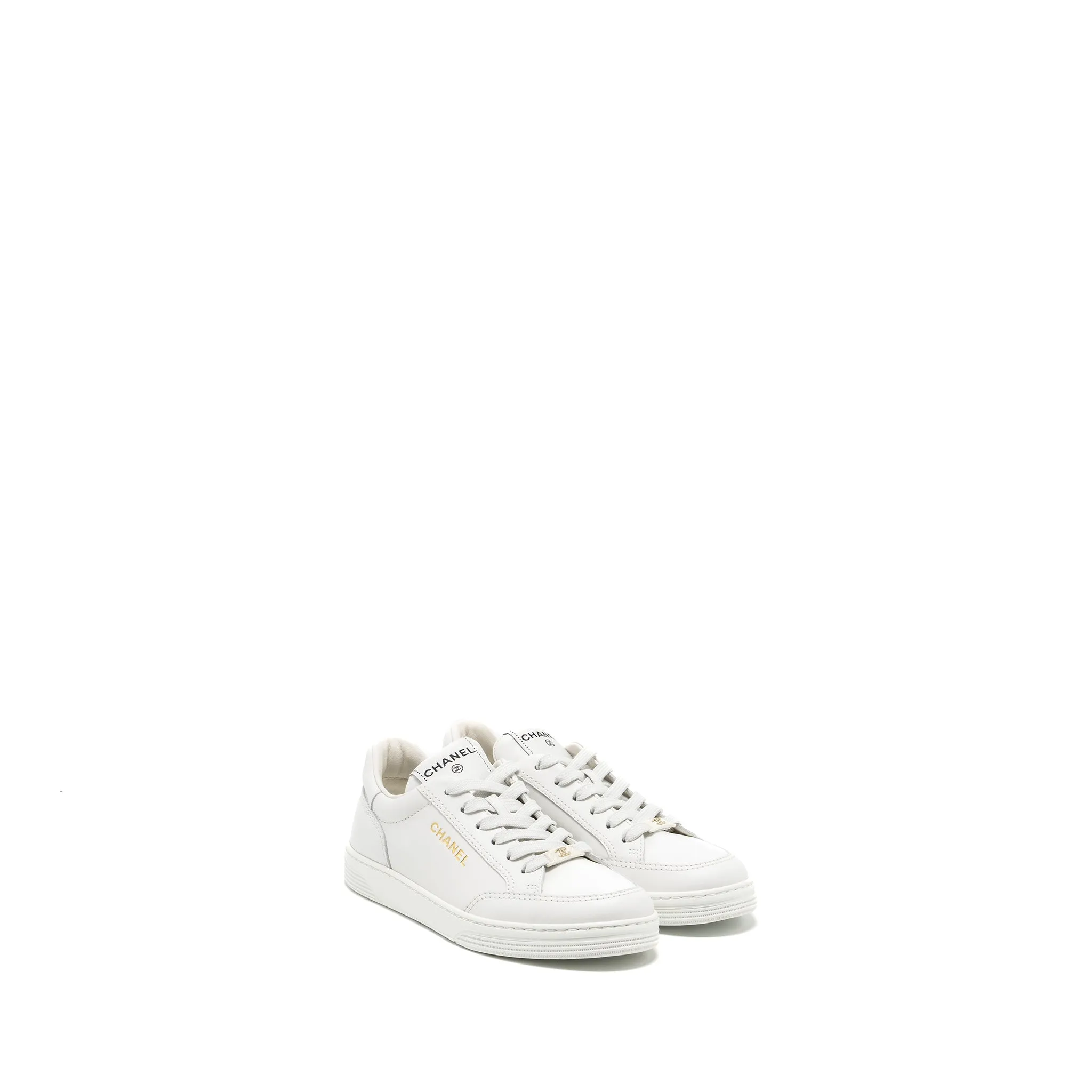 Chanel Size 37.5 Sneaker Leather White L Fitted