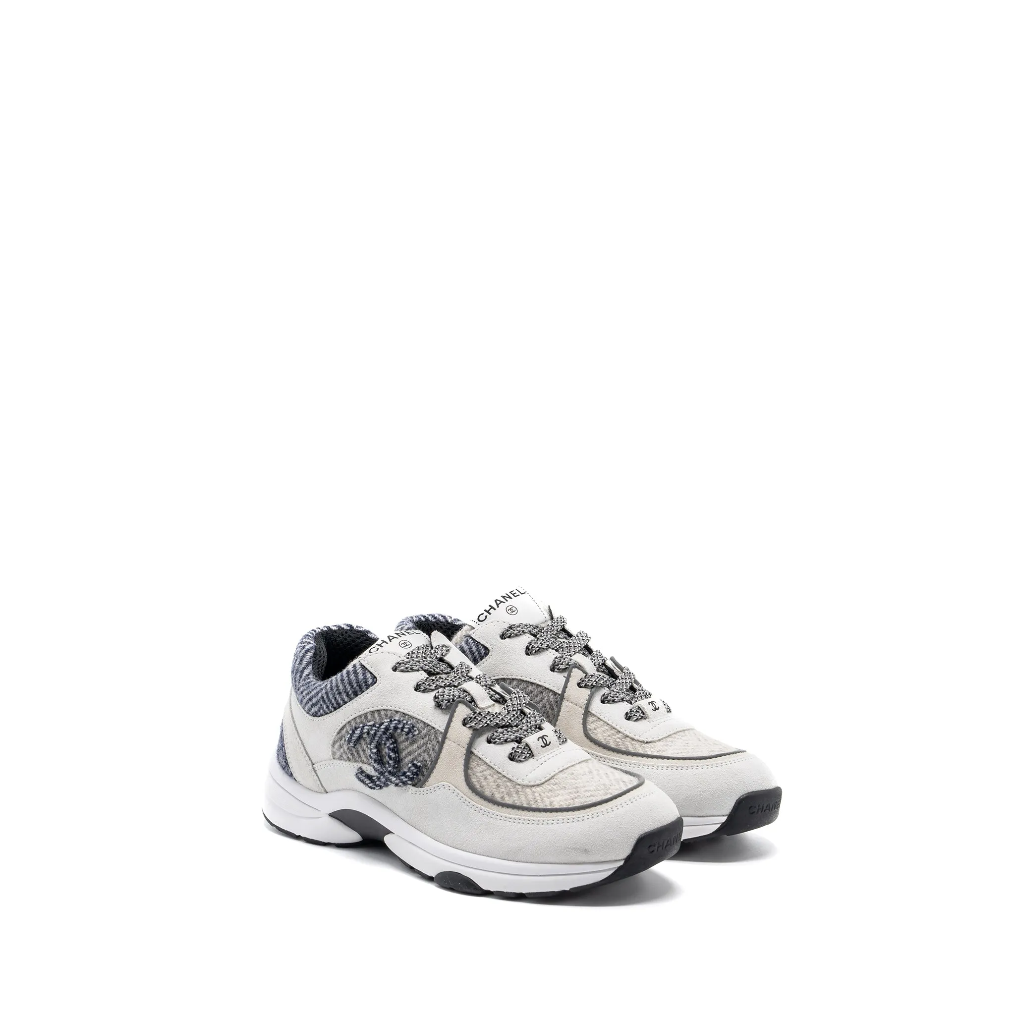 Chanel size38.5 CC logo sneakers suede / fabric light grey All-Day Cushioning