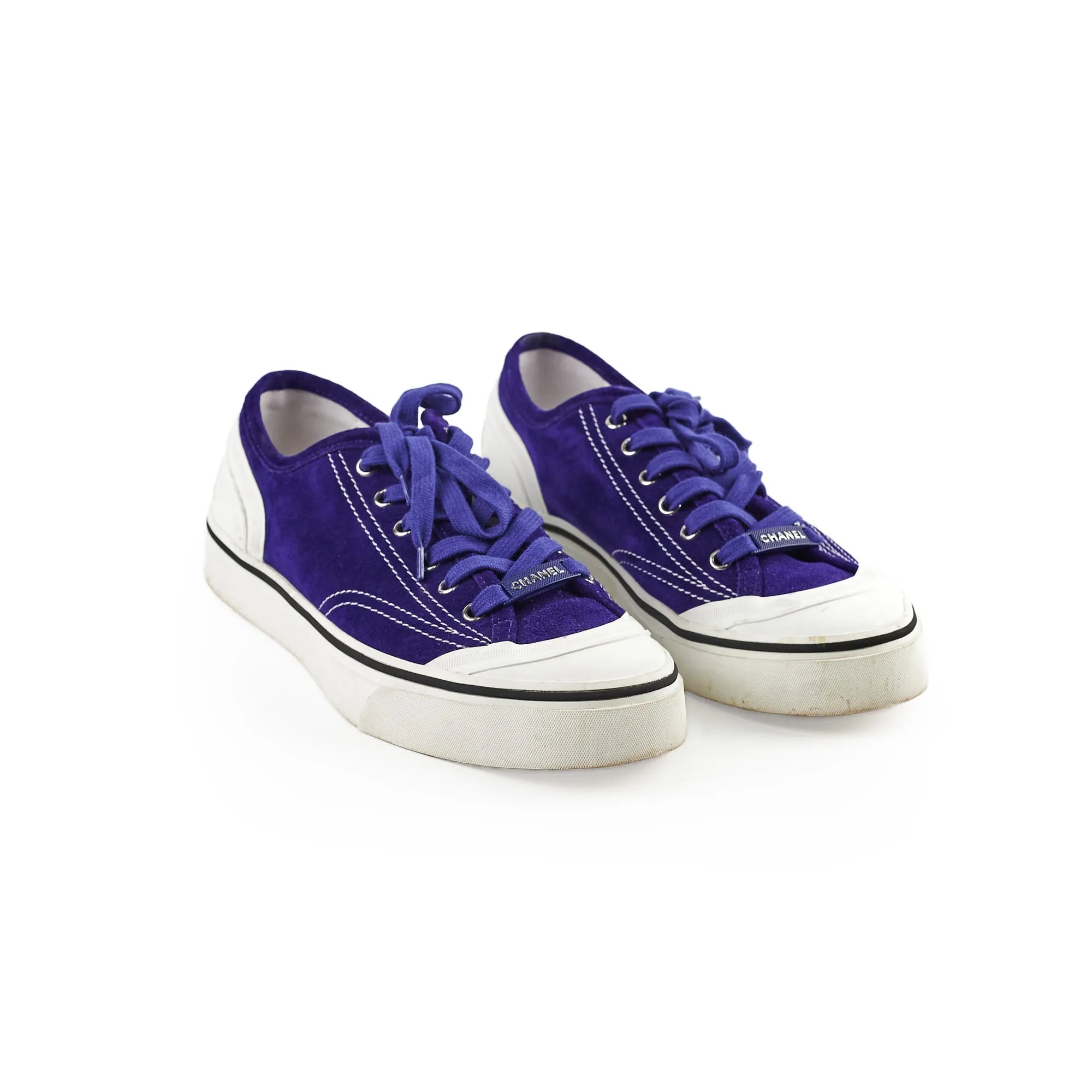 Chanel Suede Women's Sneakers Blue Size 40 Stylish Details