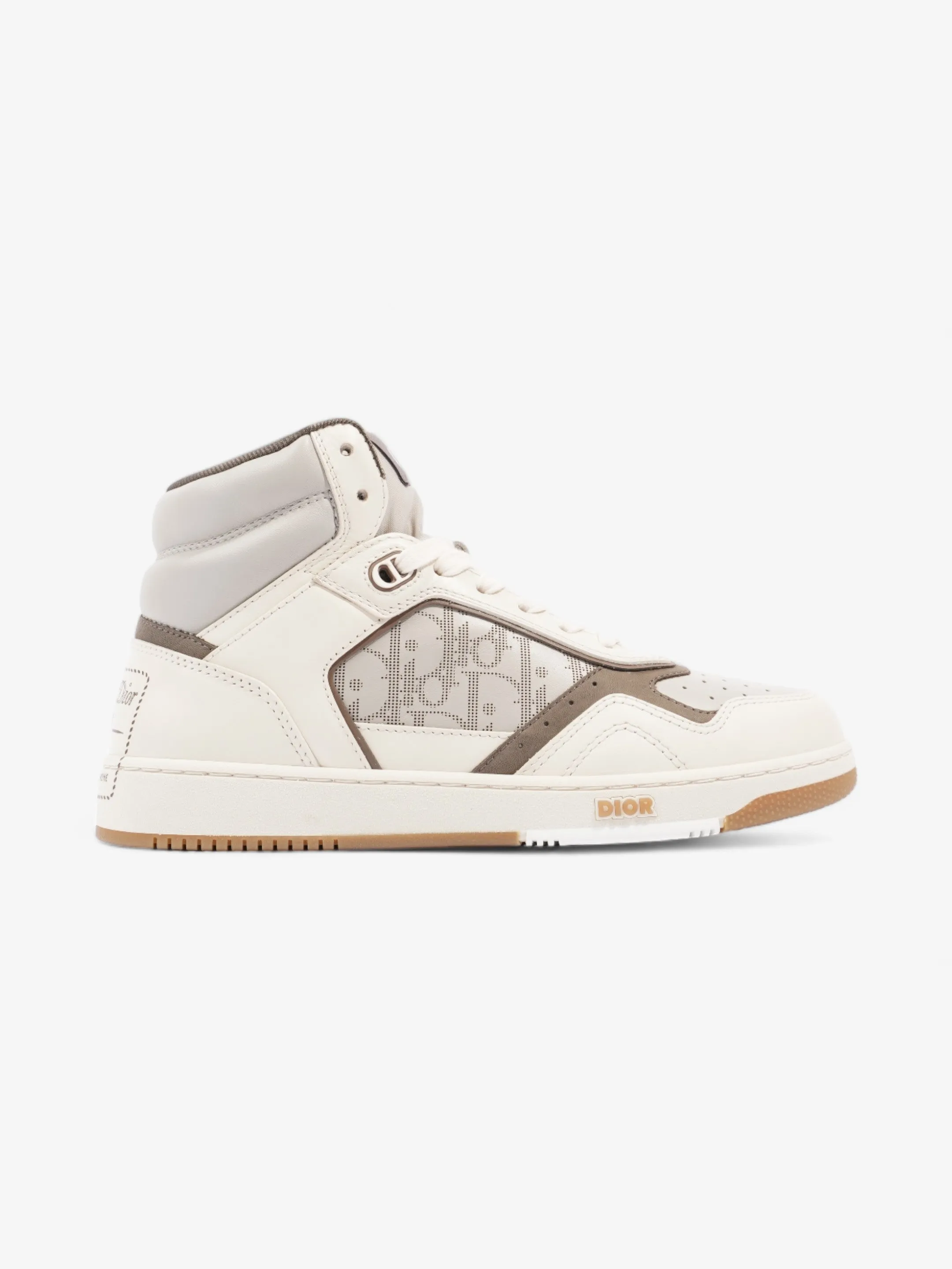 Christian Dior B27 High Top Sneakers  White / Grey / Brown Leather EU 40 UK 6 Easy performance