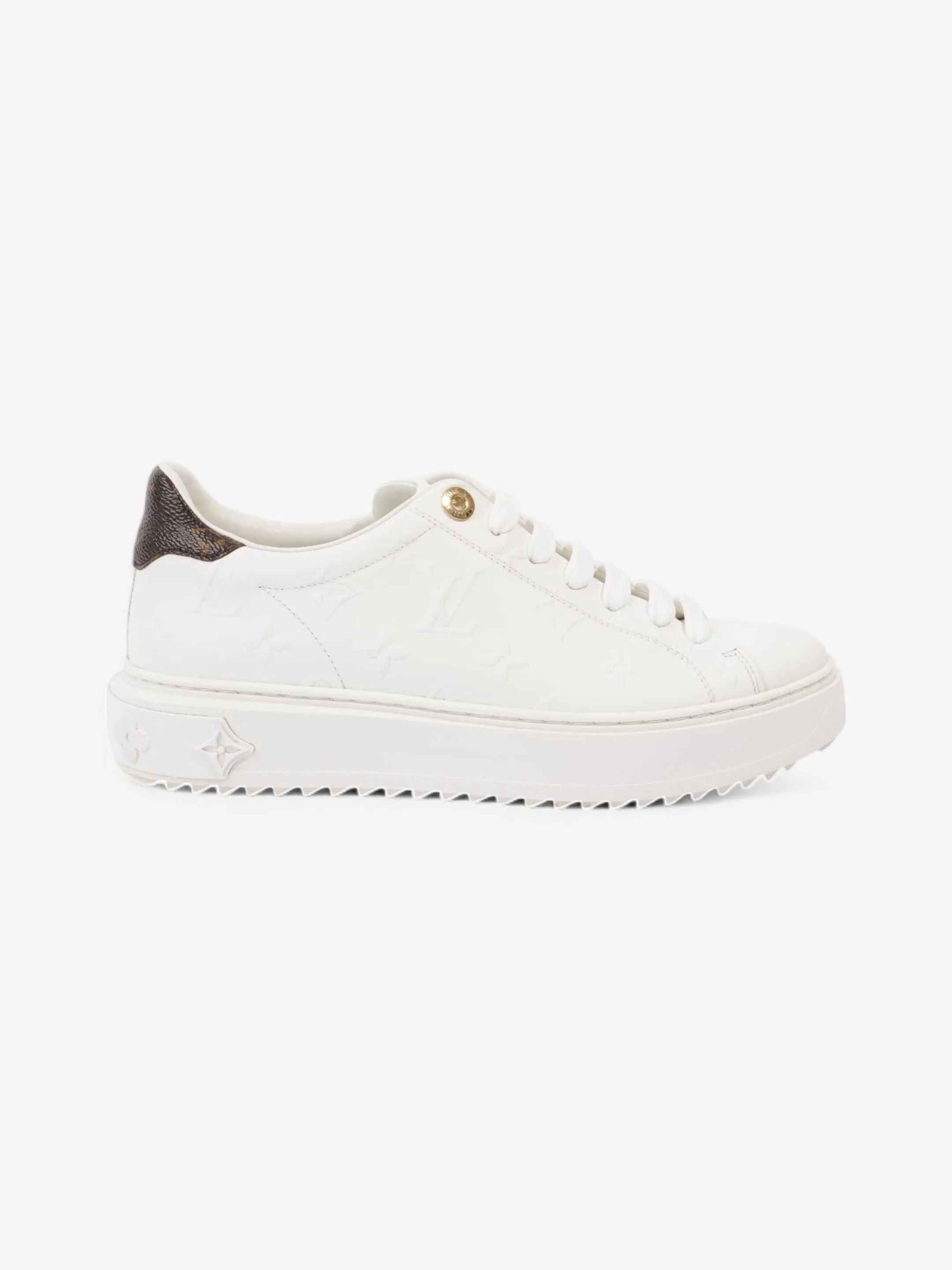 Classy stability Louis Vuitton Time Out Sneakers White  / Brown Monogram Leather EU 38 UK 5