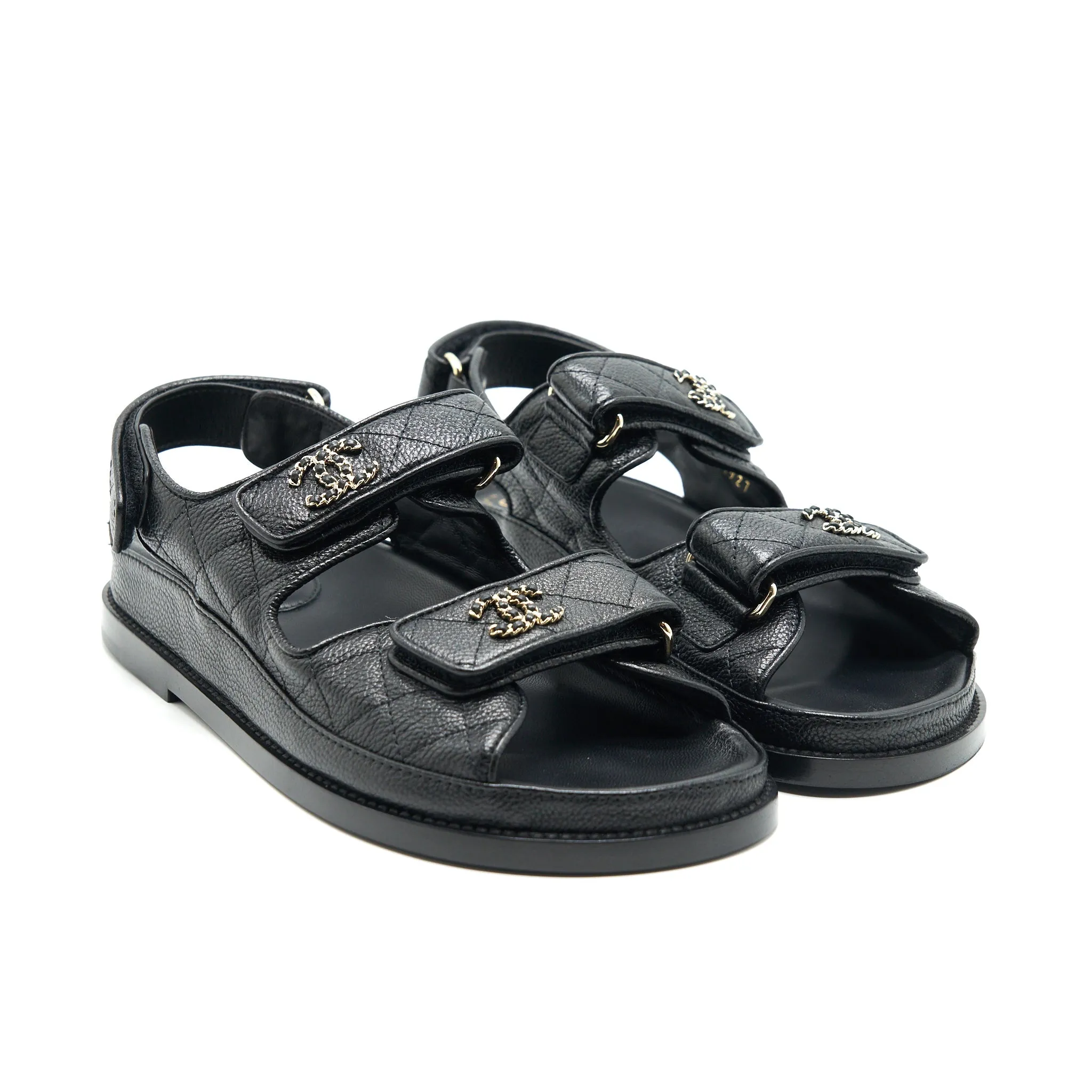 Comfort and Style Sandals CHANEL DAD SANDALS SIZE36.5 LEATHER SANDAL BLACK
