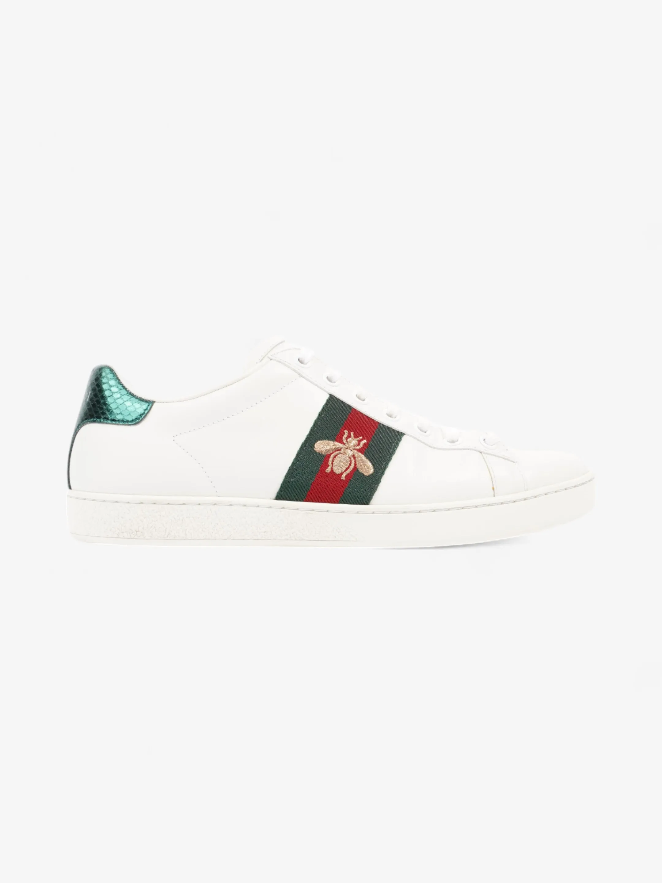Comfort Gucci Ace Sneakers with Bee White / Green / Red Leather EU 38 UK 5