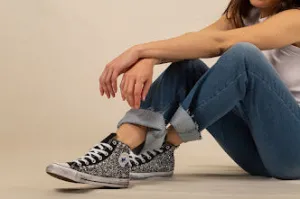 Chic Walk Farm Jog Converse All Star Black Silver Glitter & Borchie