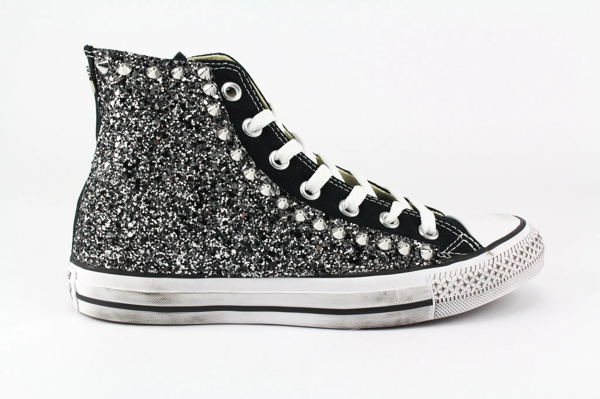 Converse All Star Black Silver Glitter & Borchie Soft Walk-Step