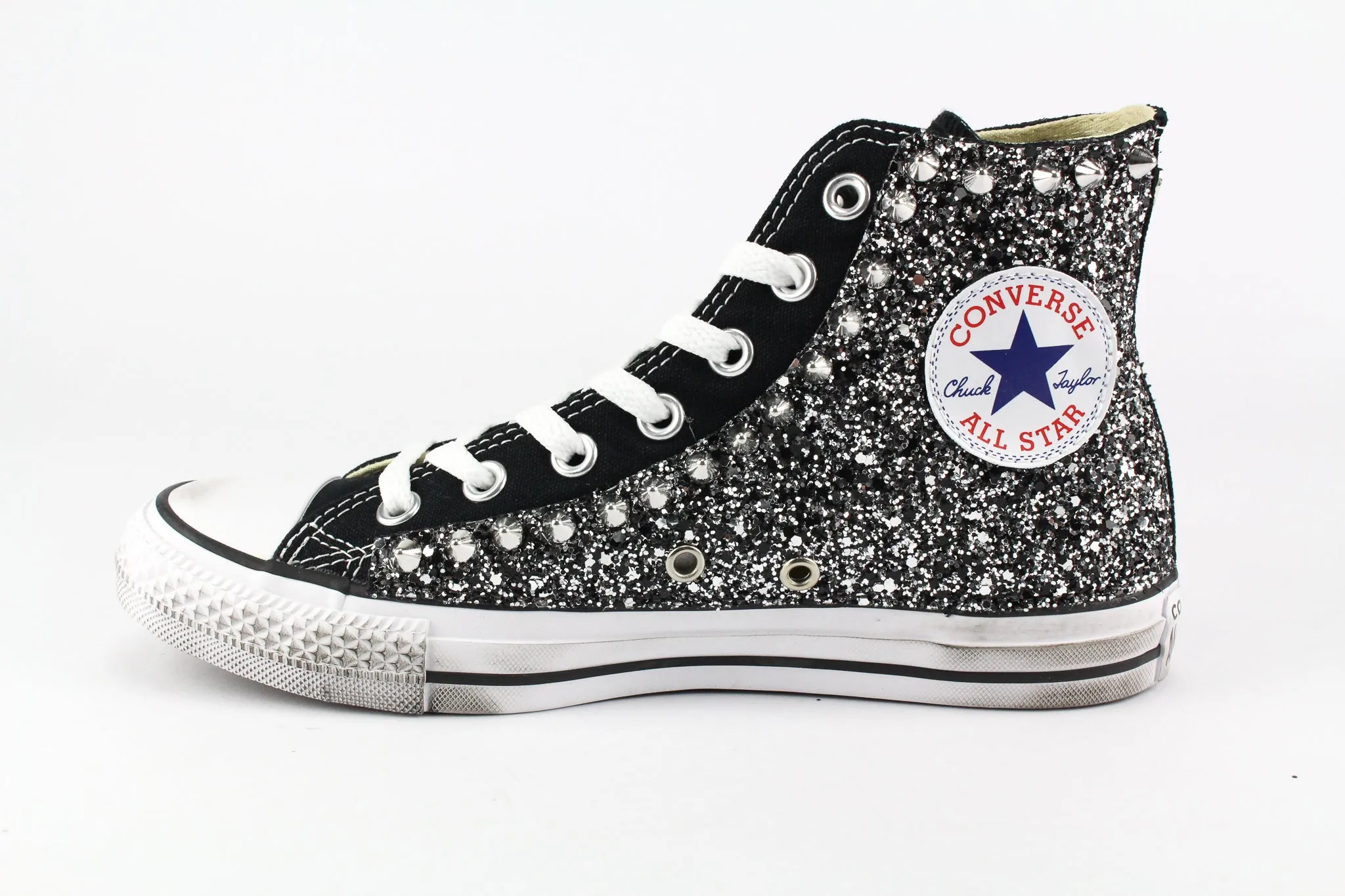 Converse All Star Black Silver Glitter & Borchie Soft Walk-Step