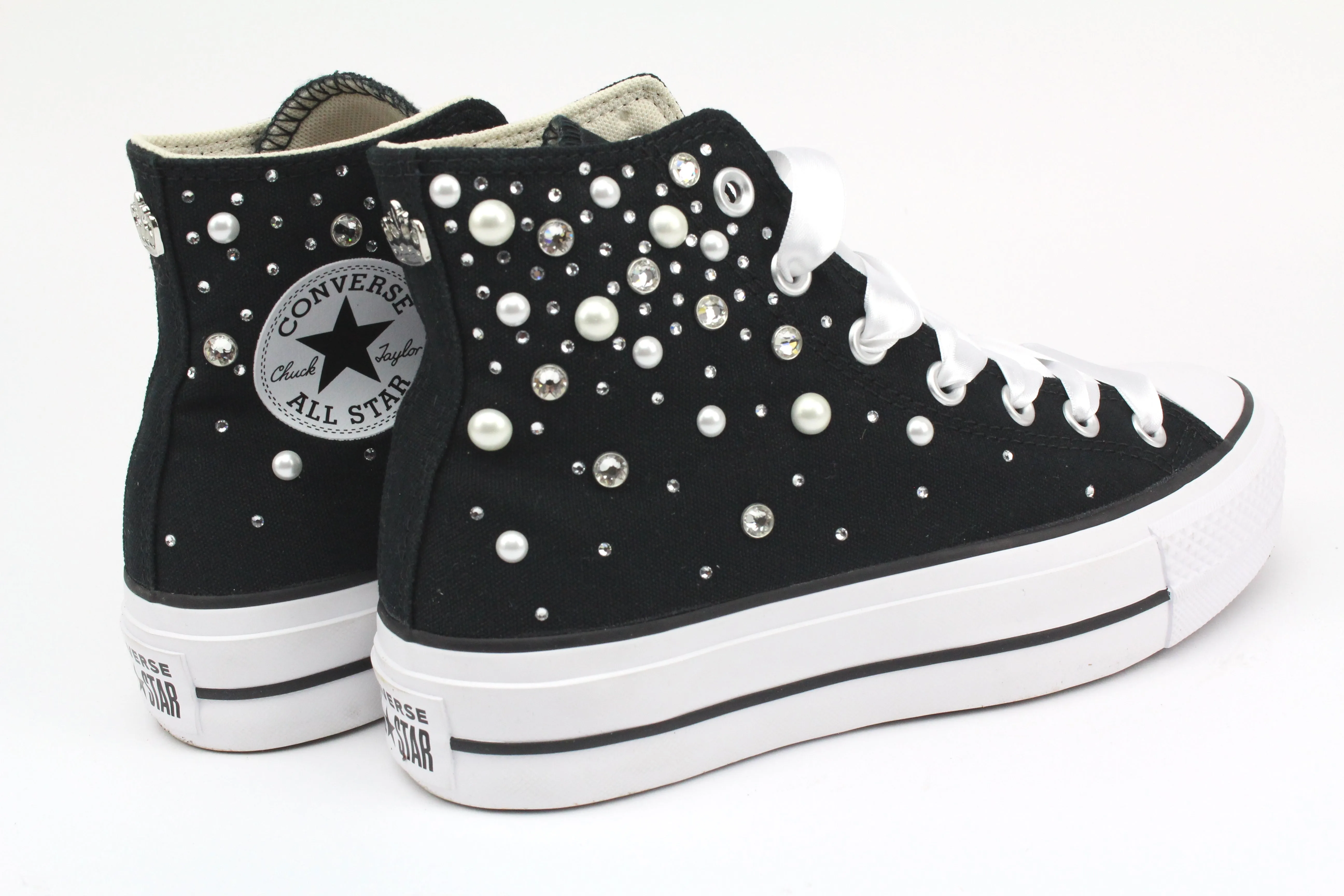 Converse All Star Platform Black Strass Termo Cristal & Perle Light Step-On Glide Comfort Layer