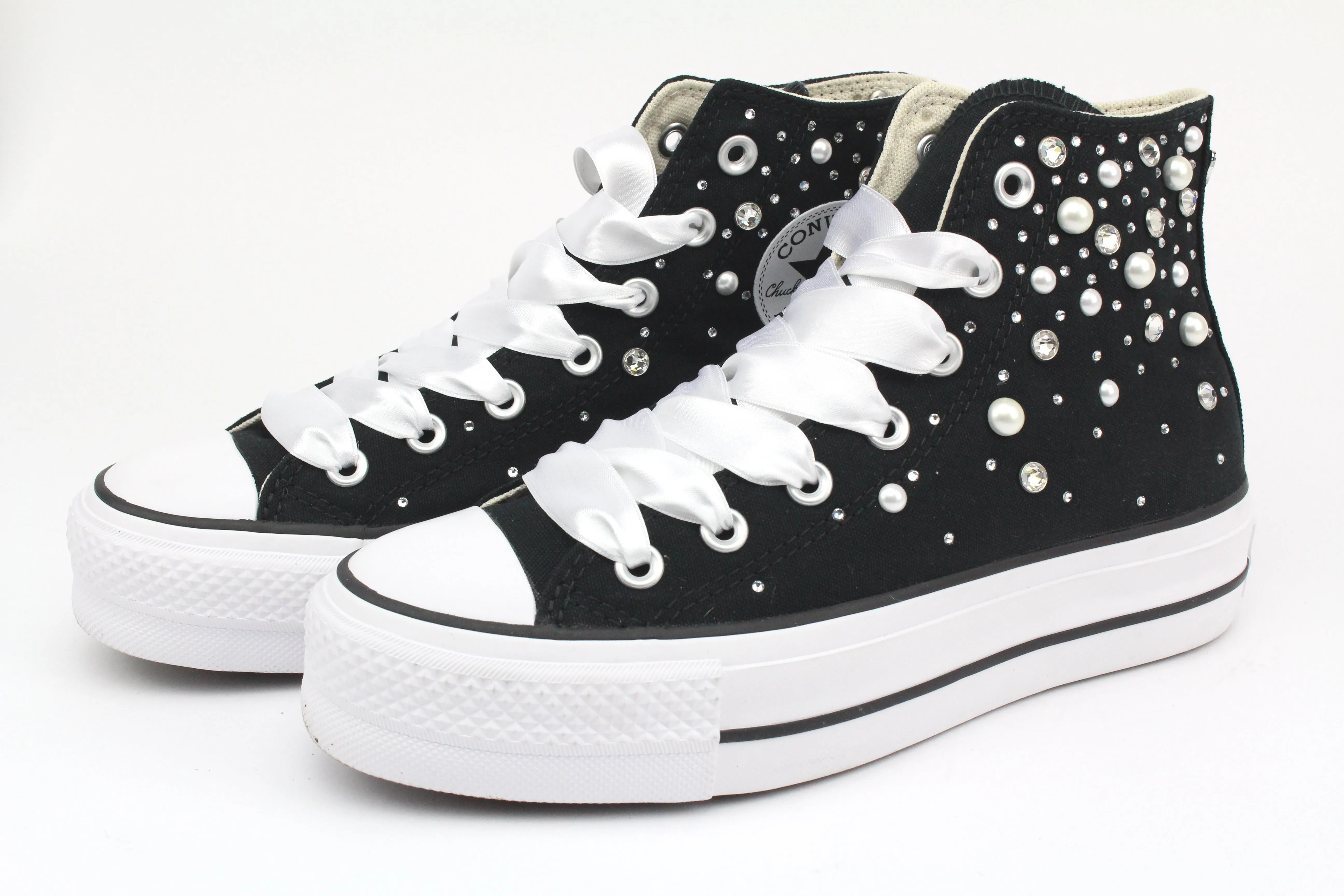 Converse All Star Platform Black Strass Termo Cristal & Perle Light Step-On Glide Comfort Layer