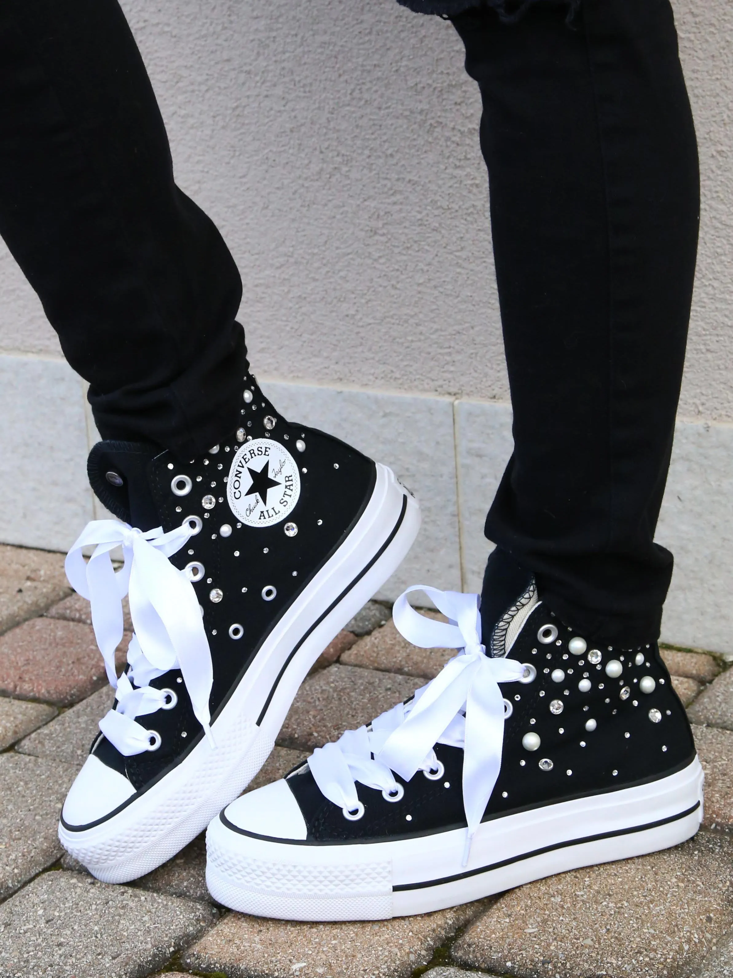 Converse All Star Platform Black Strass Termo Cristal & Perle Versatile Footwear Weekend Style
