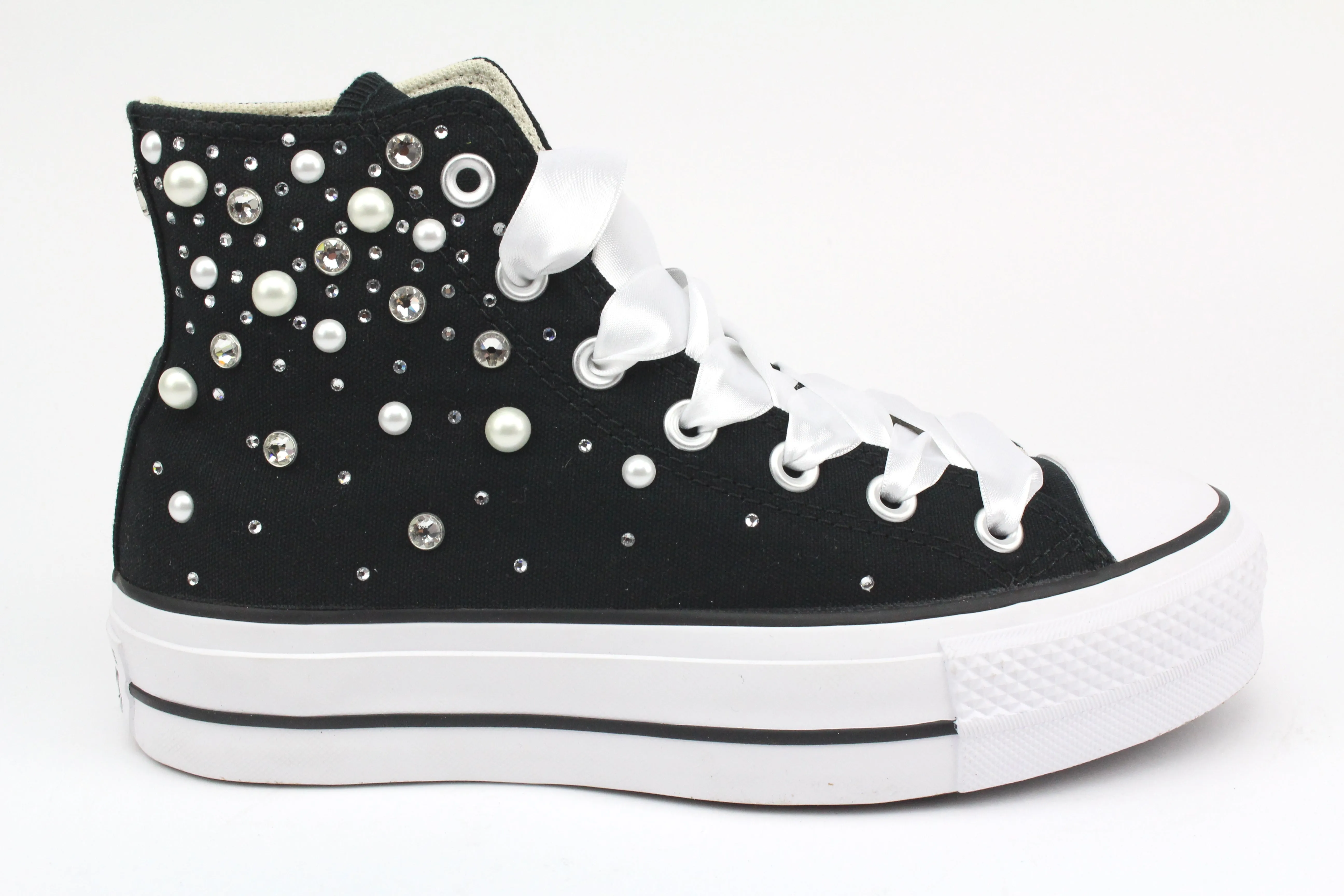 Converse All Star Platform Black Strass Termo Cristal & Perle Light Step-On Glide Comfort Layer