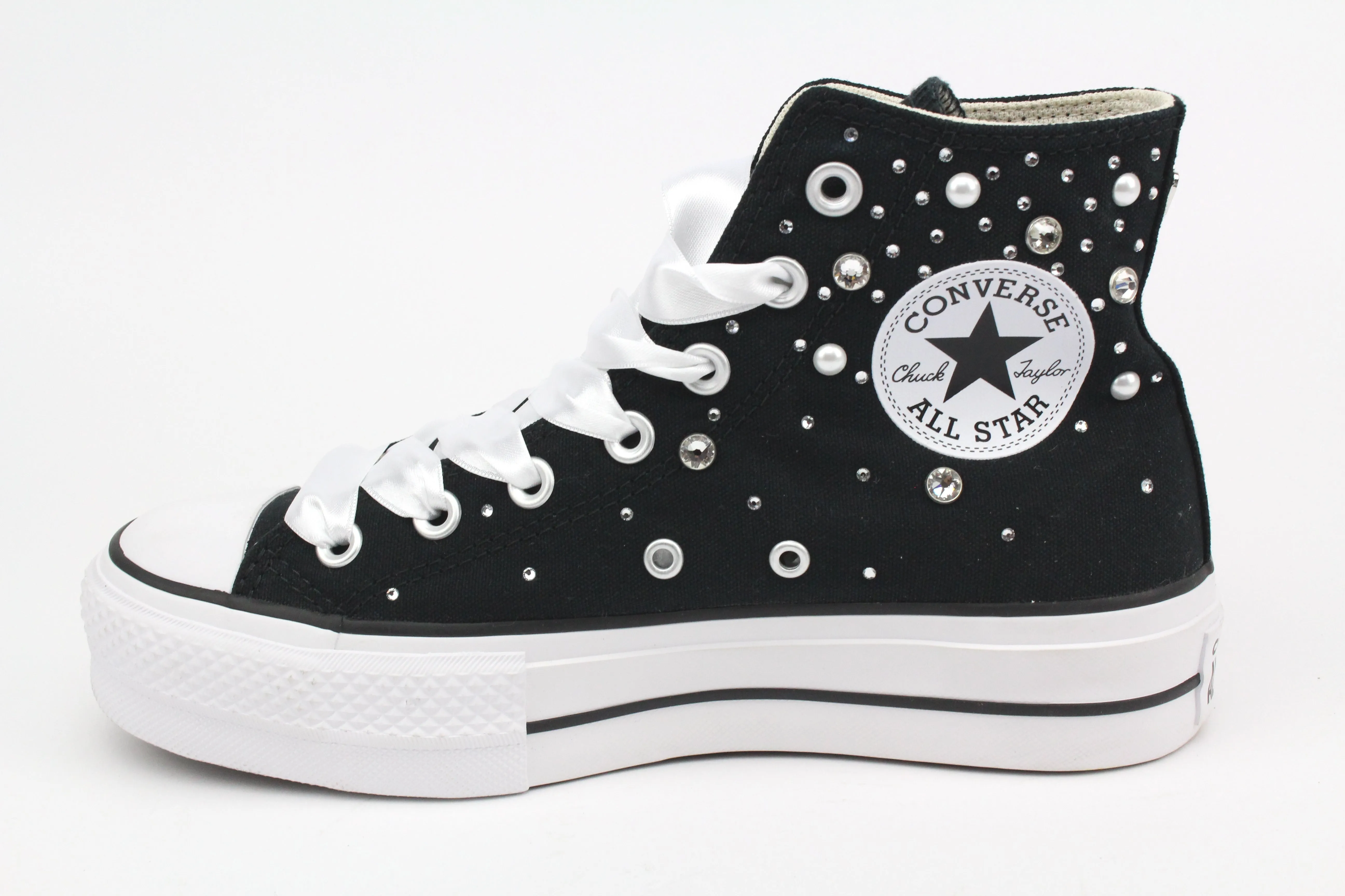 Converse All Star Platform Black Strass Termo Cristal & Perle Light Step-On Glide Comfort Layer