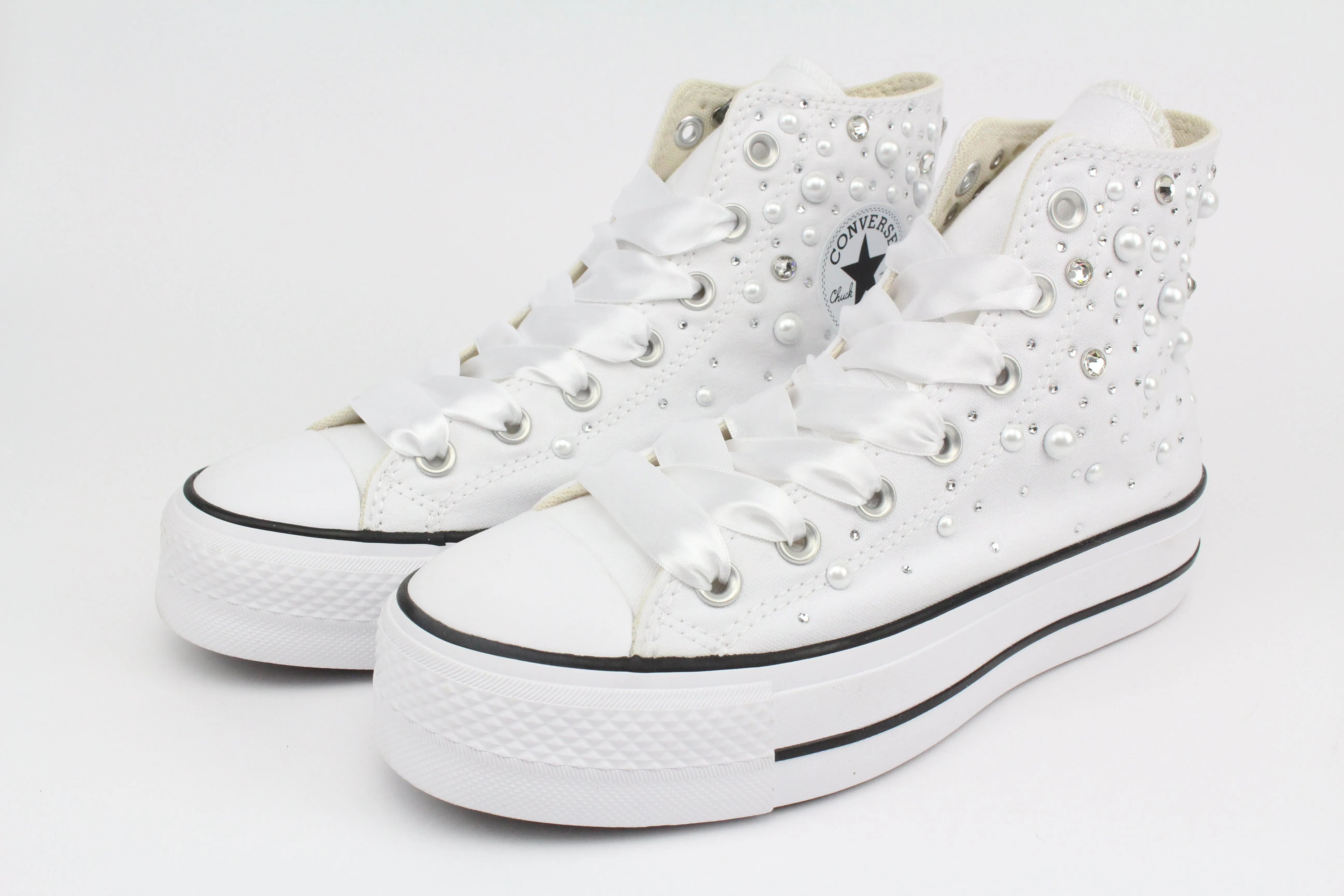 Converse All Star Platform White Strass Termo Cristal & Perle Ergonomic Fit