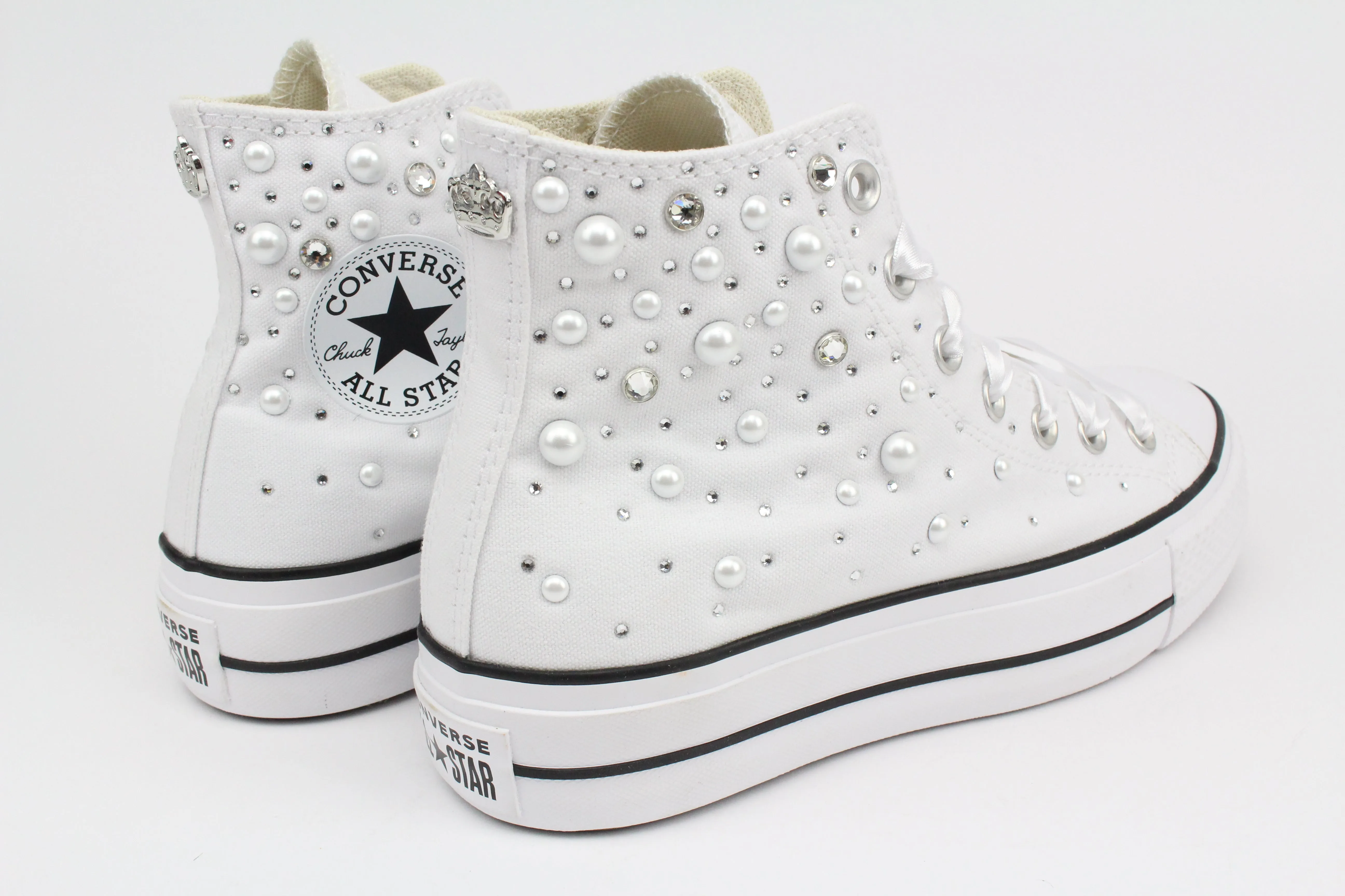 Converse All Star Platform White Strass Termo Cristal & Perle Ergonomic Fit