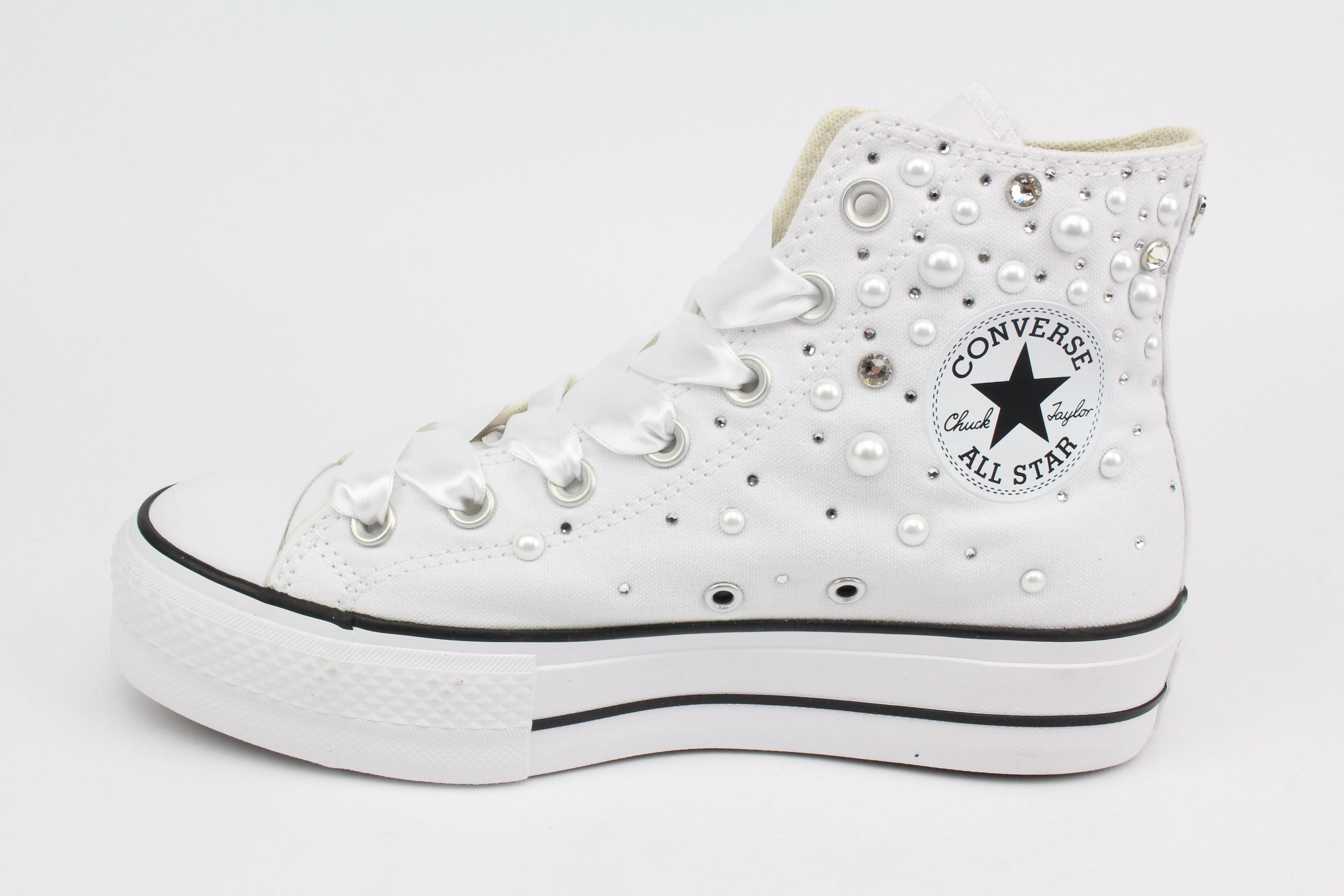 Converse All Star Platform White Strass Termo Cristal & Perle Ergonomic Fit