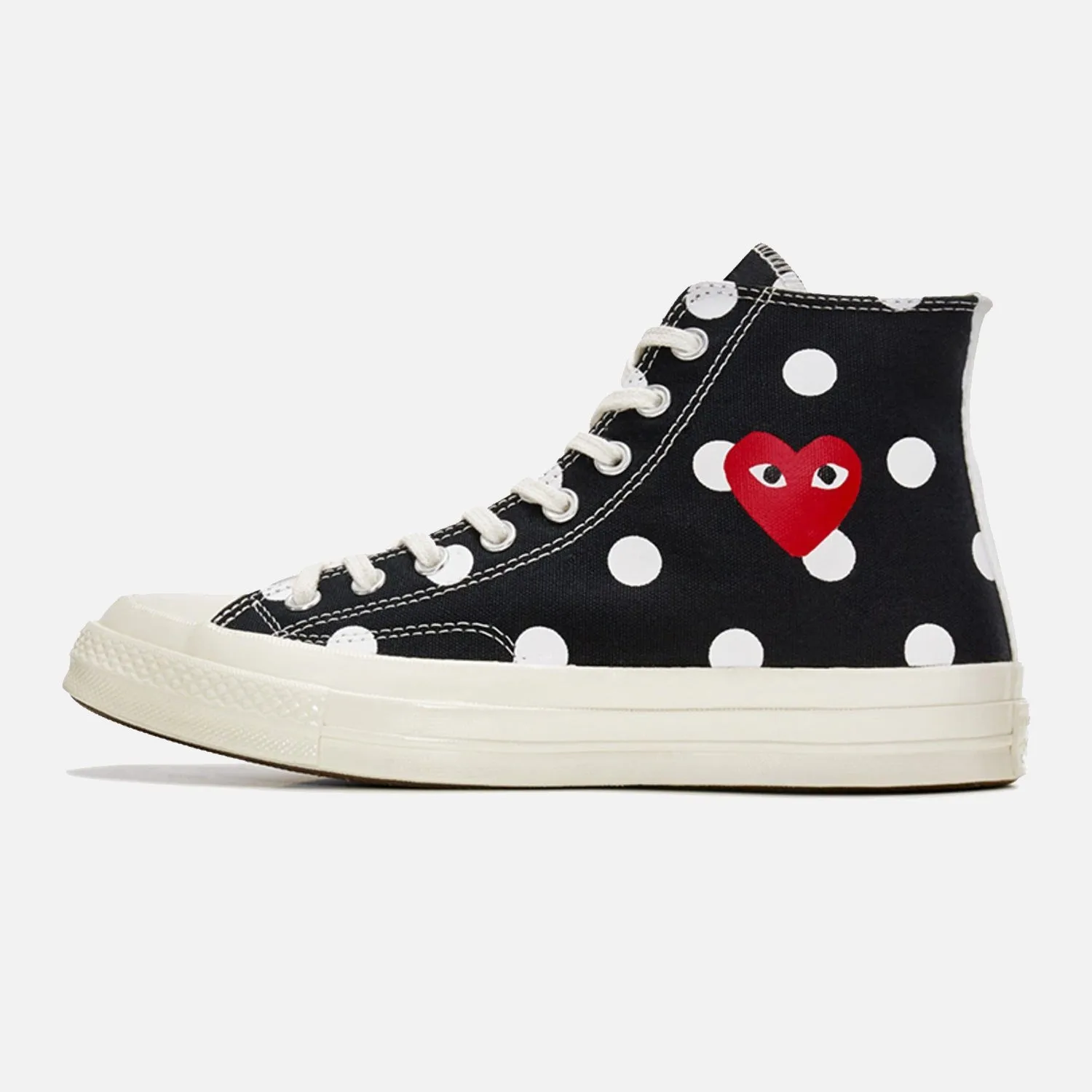 construction Converse x CDG Comme Des Garcons Heart Polka Dot Hi chuck 70 Black Trainers