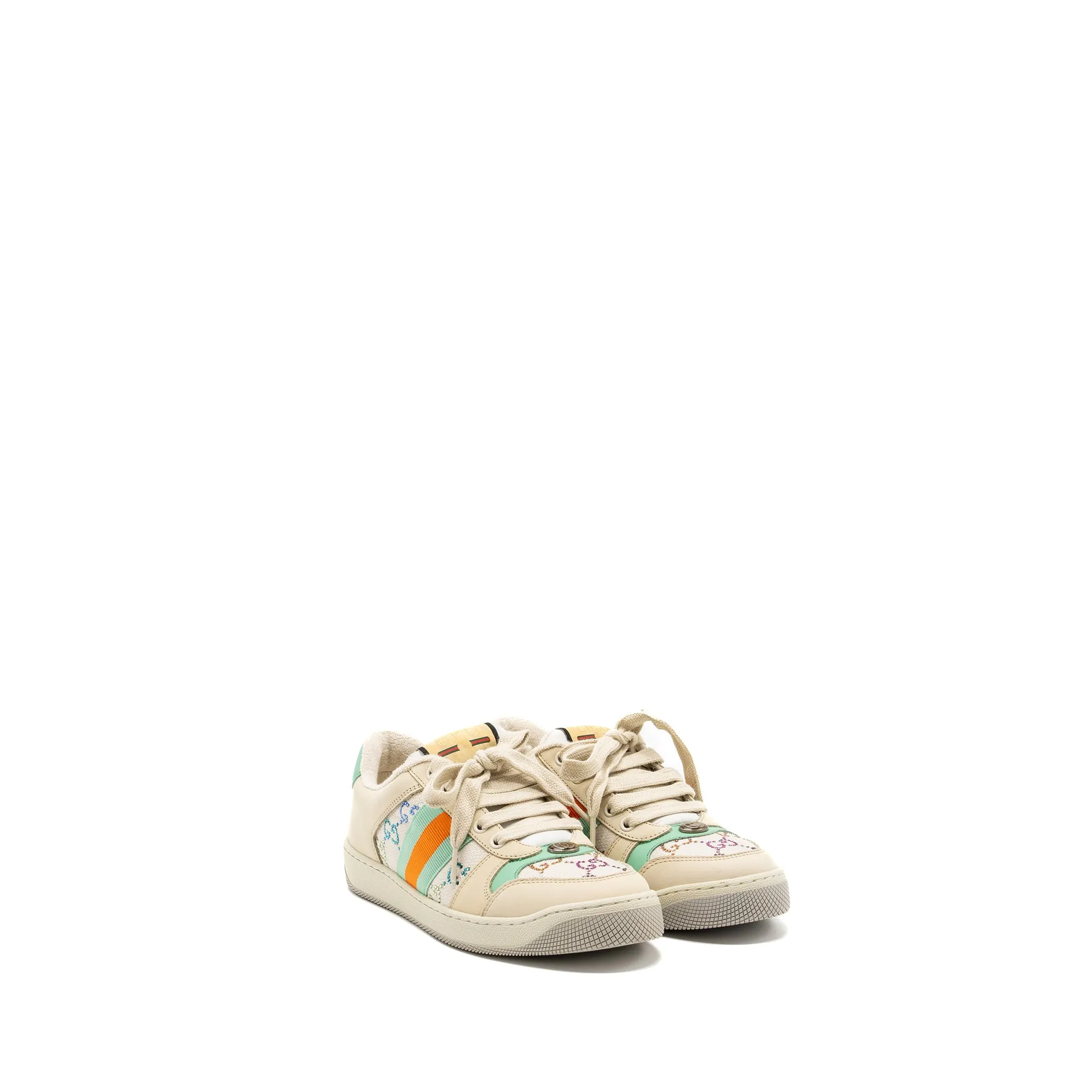 Cool Comfort Gucci Size 38.5 Sneaker Leather/Fabric/Crystal Multicolour