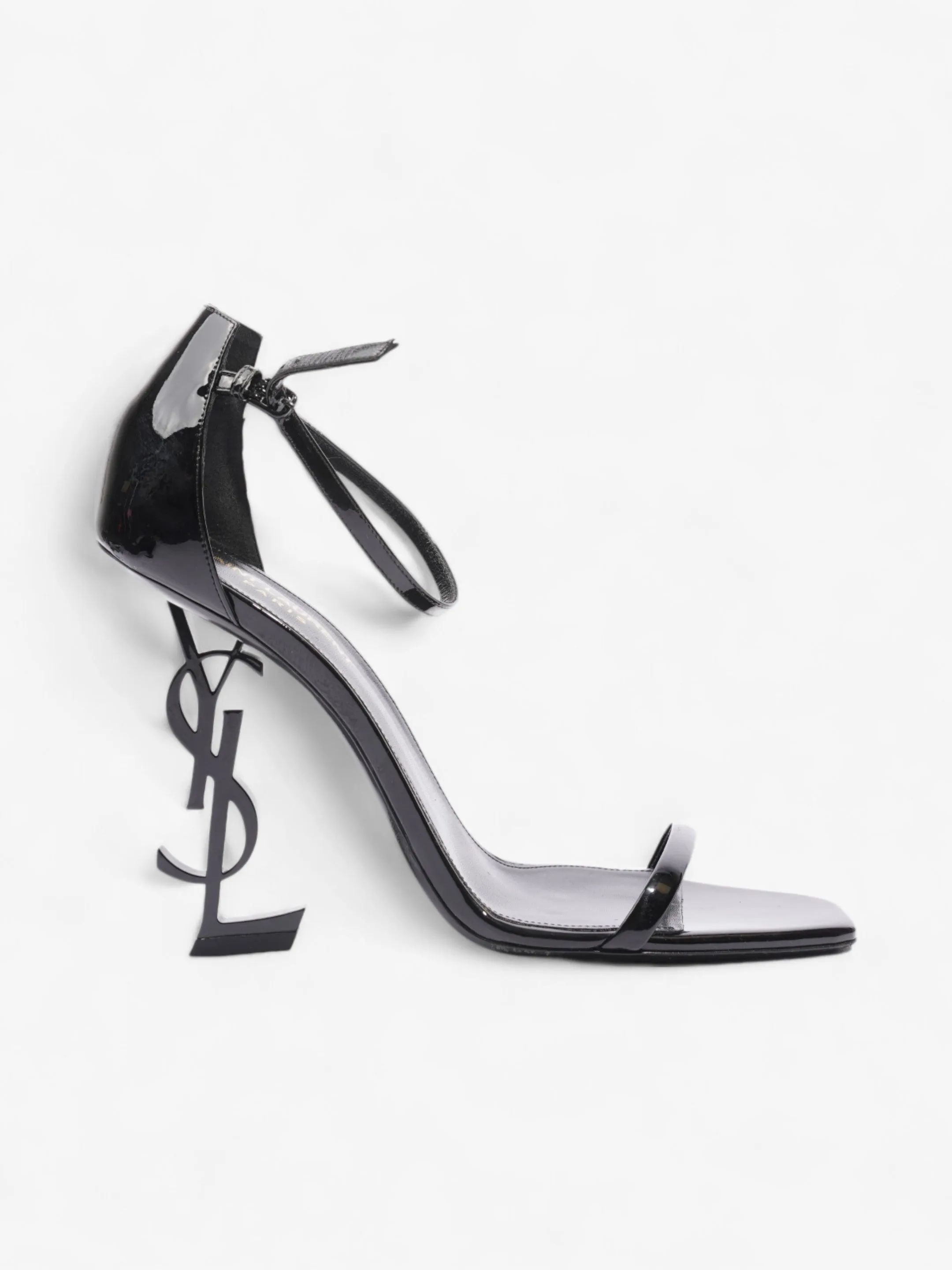 Crystal Heels Saint Laurent Opyum Heels 110 Black Patent Leather EU 40.5 UK 7.5