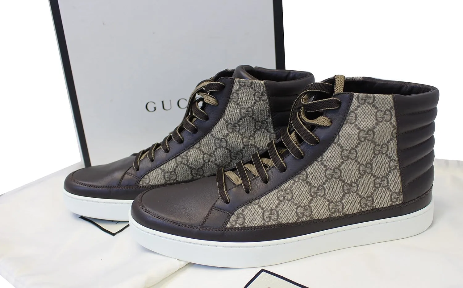 Cushioned Upper GUCCI GG Supreme High-Top Beige sneakers Size 10 411857