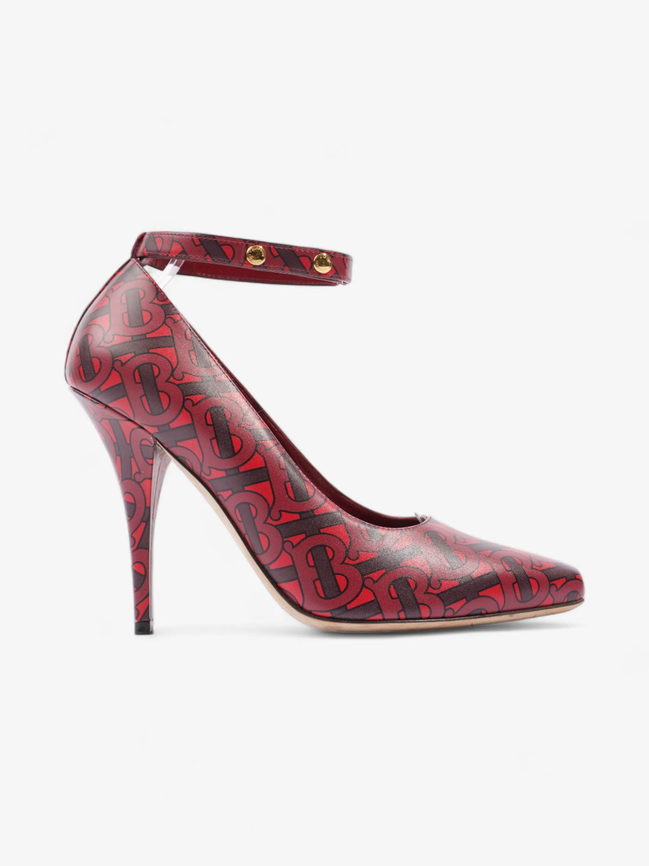 Customizable Burberry Red TB Monogram Heels 100 Red / Maroon  Leather EU 40 UK 7