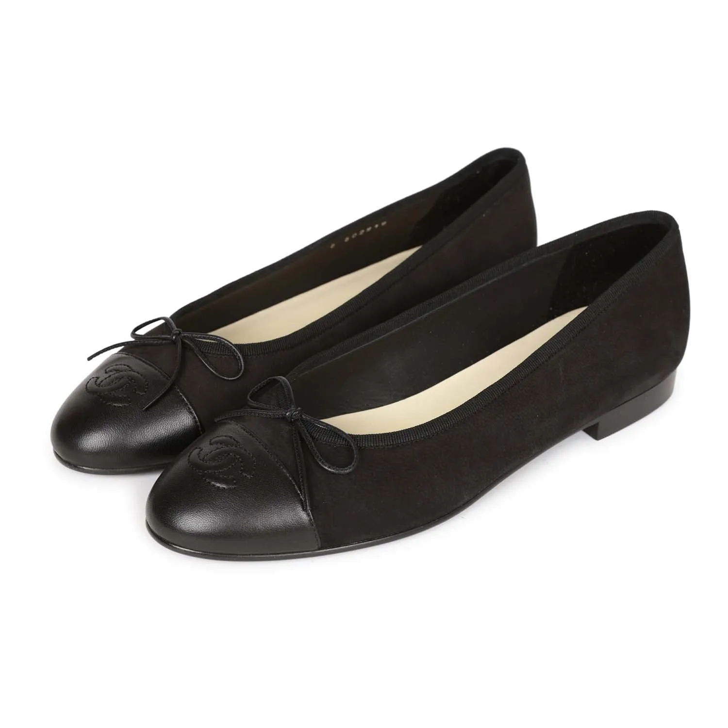 Customizable Chanel CC Black Suede and Leather Ballet Flats 39