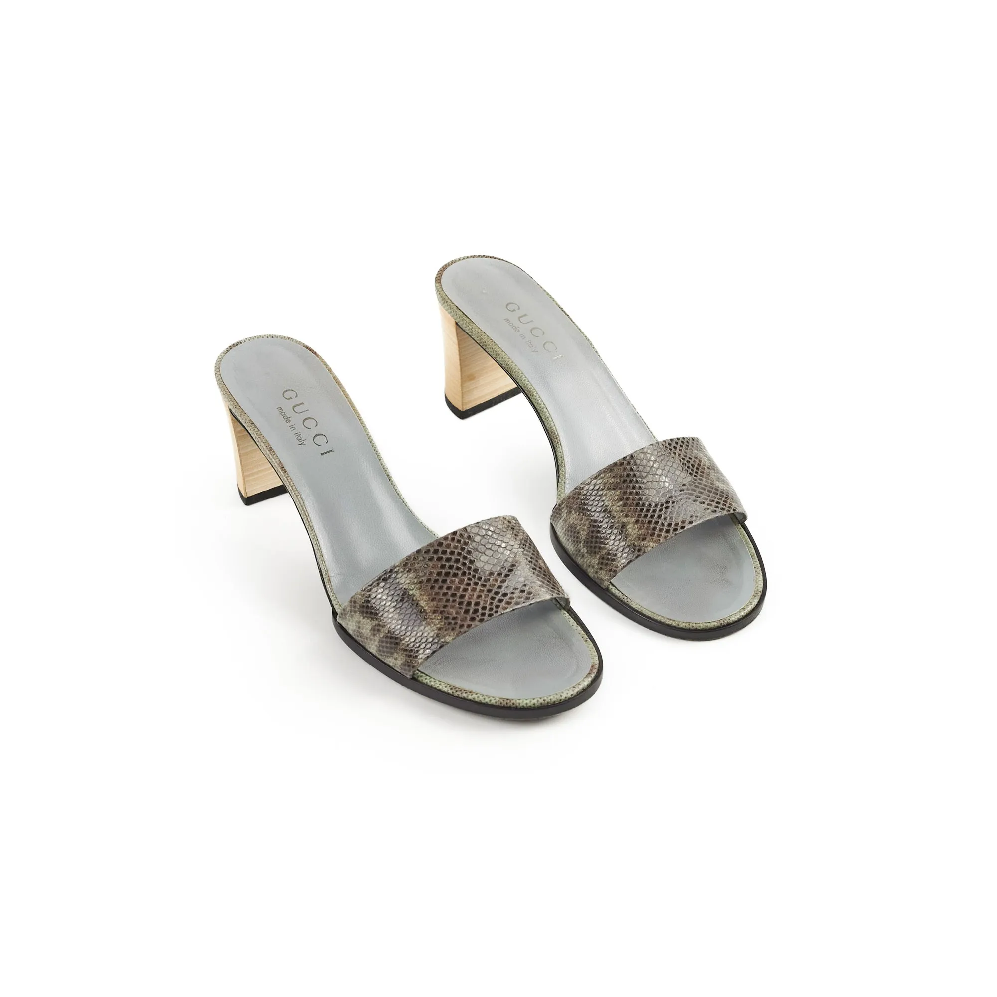 Durable Construction Gucci Python Heel Blue 36.5