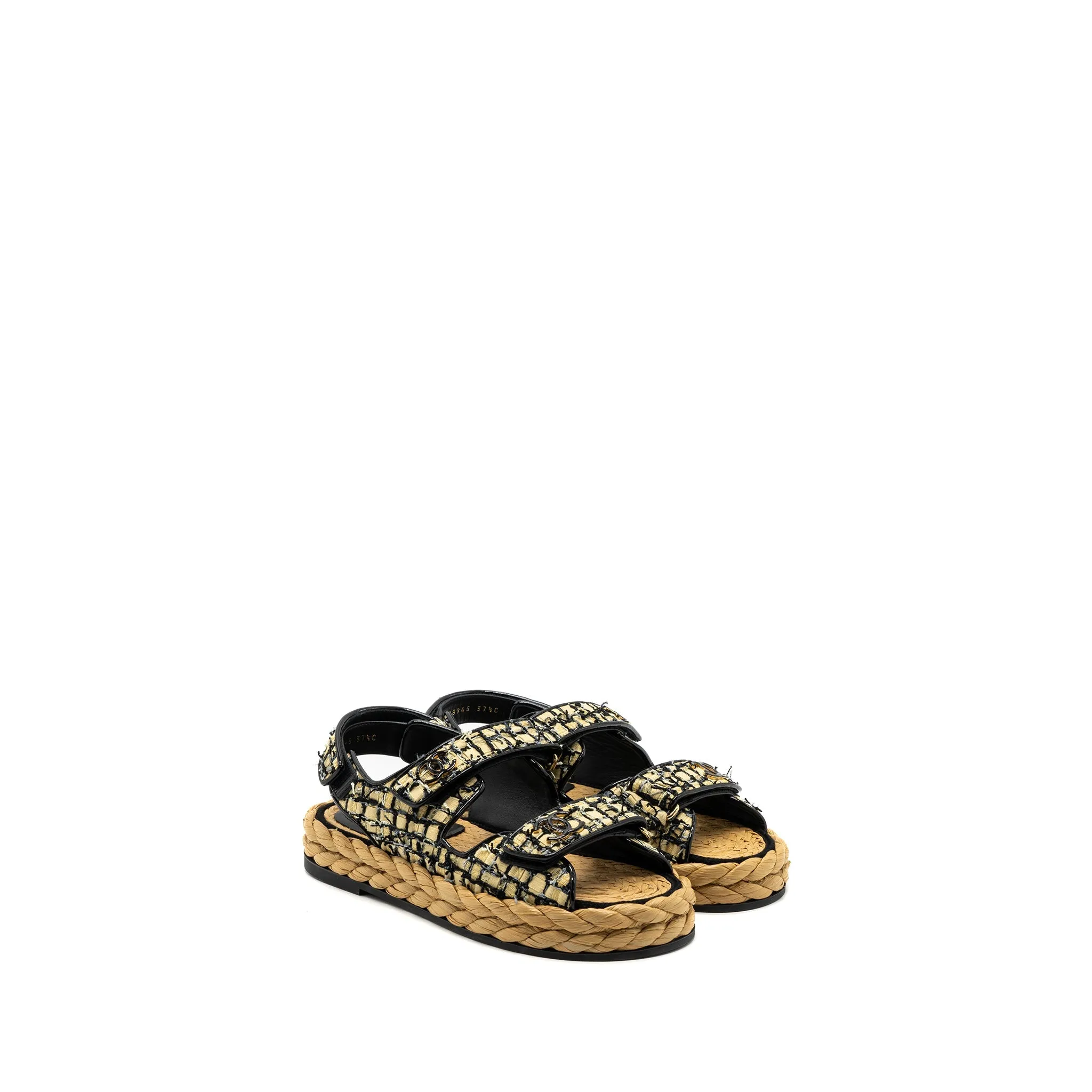 Earth-Conscious Chanel Size 37.5 Dad Sandals Multicolour Black Hardware