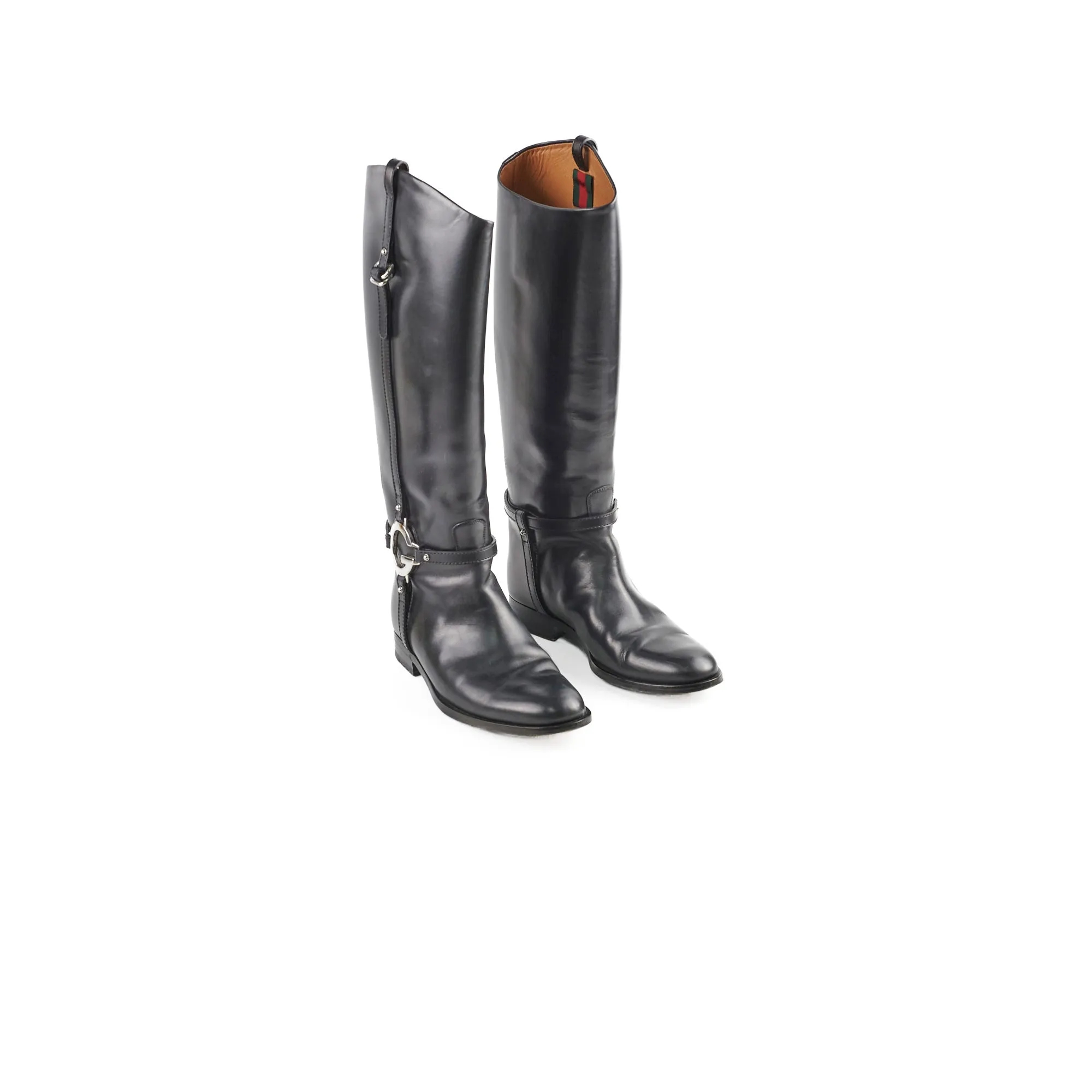 Easy Clean Gucci Knee High Boots Ribot Black 38