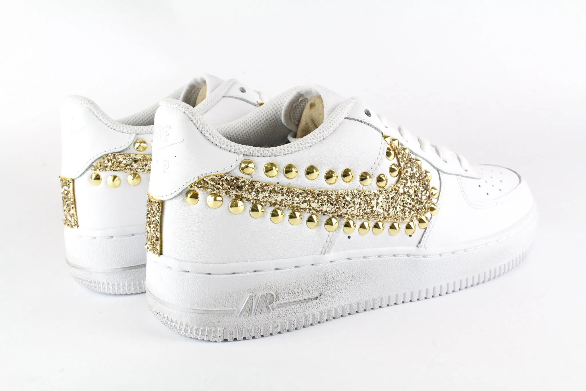 Easy Fit Nike Air Force 1 '07 Gold Glitter & Borchie Gold