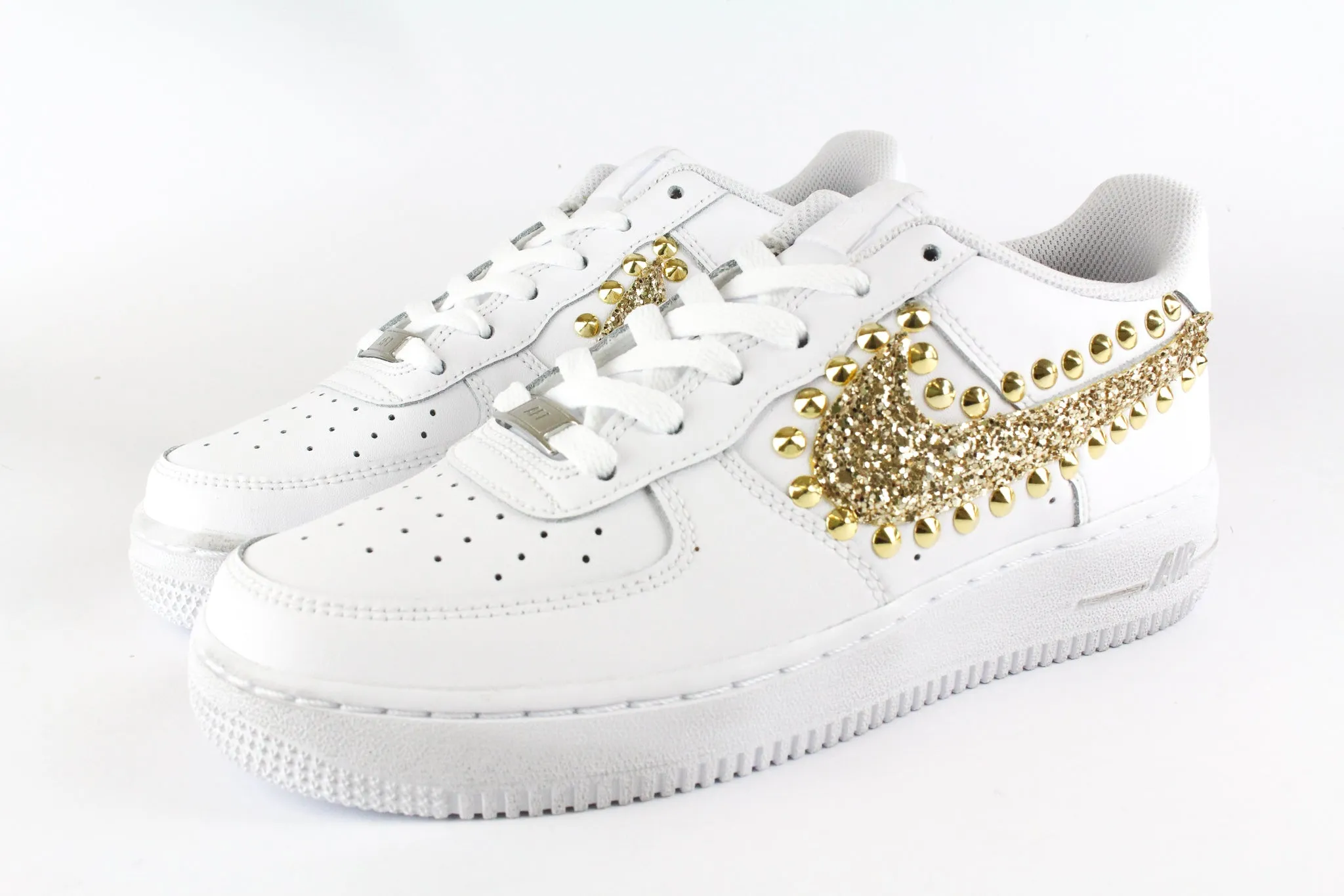 Easy Fit Nike Air Force 1 '07 Gold Glitter & Borchie Gold