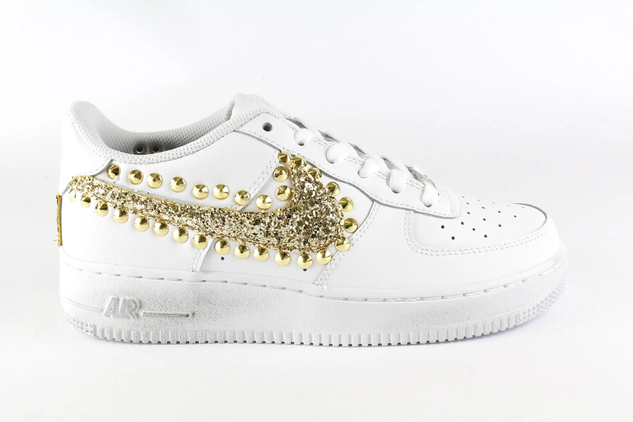 Easy Fit Nike Air Force 1 '07 Gold Glitter & Borchie Gold