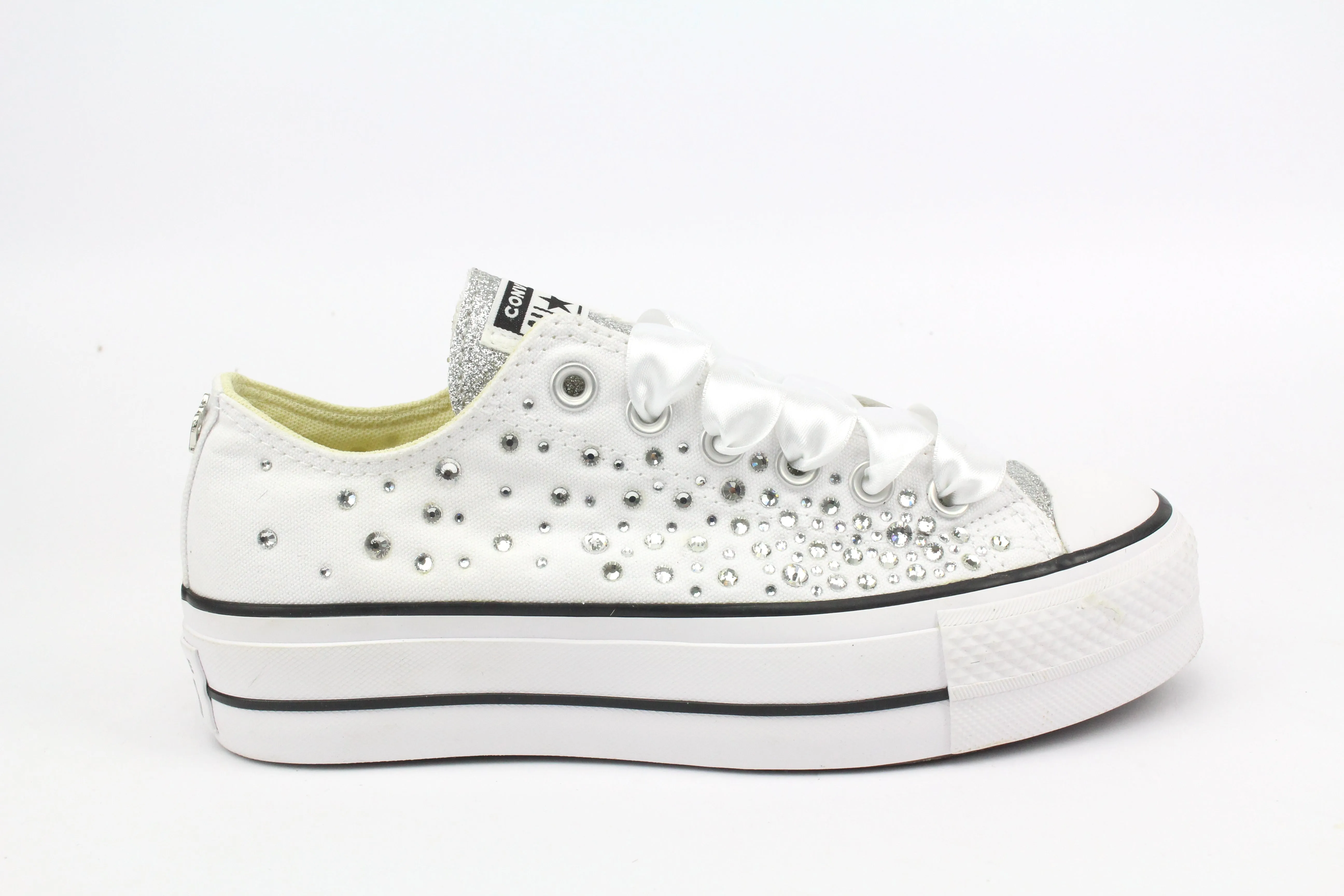 Converse All Star Platform Bassa White Strass Termo Cristal & Glitter Wide fit