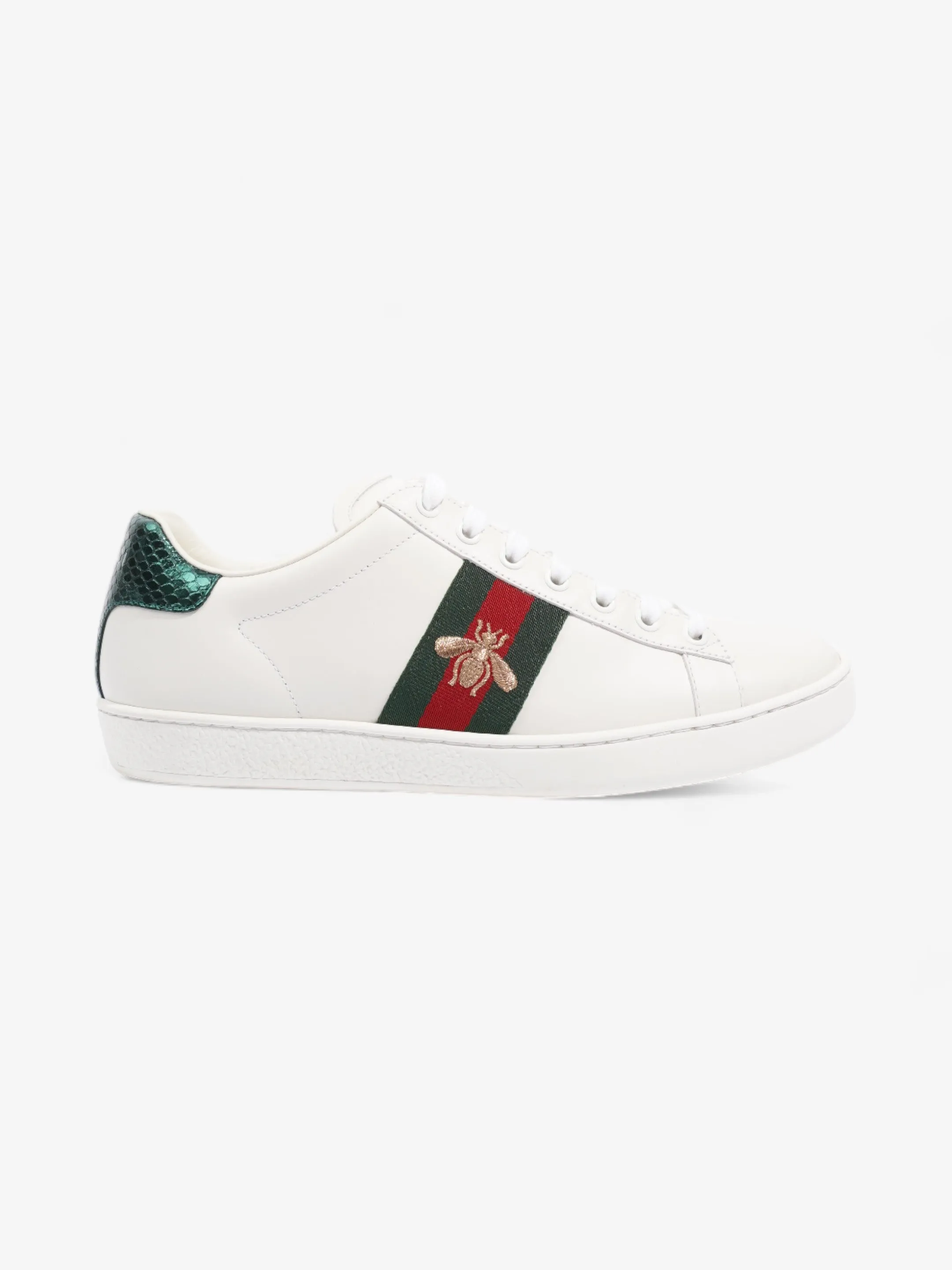 Easy Wear Gucci Ace Sneakers with Bee White / Red / Green Leather EU 39 UK 6