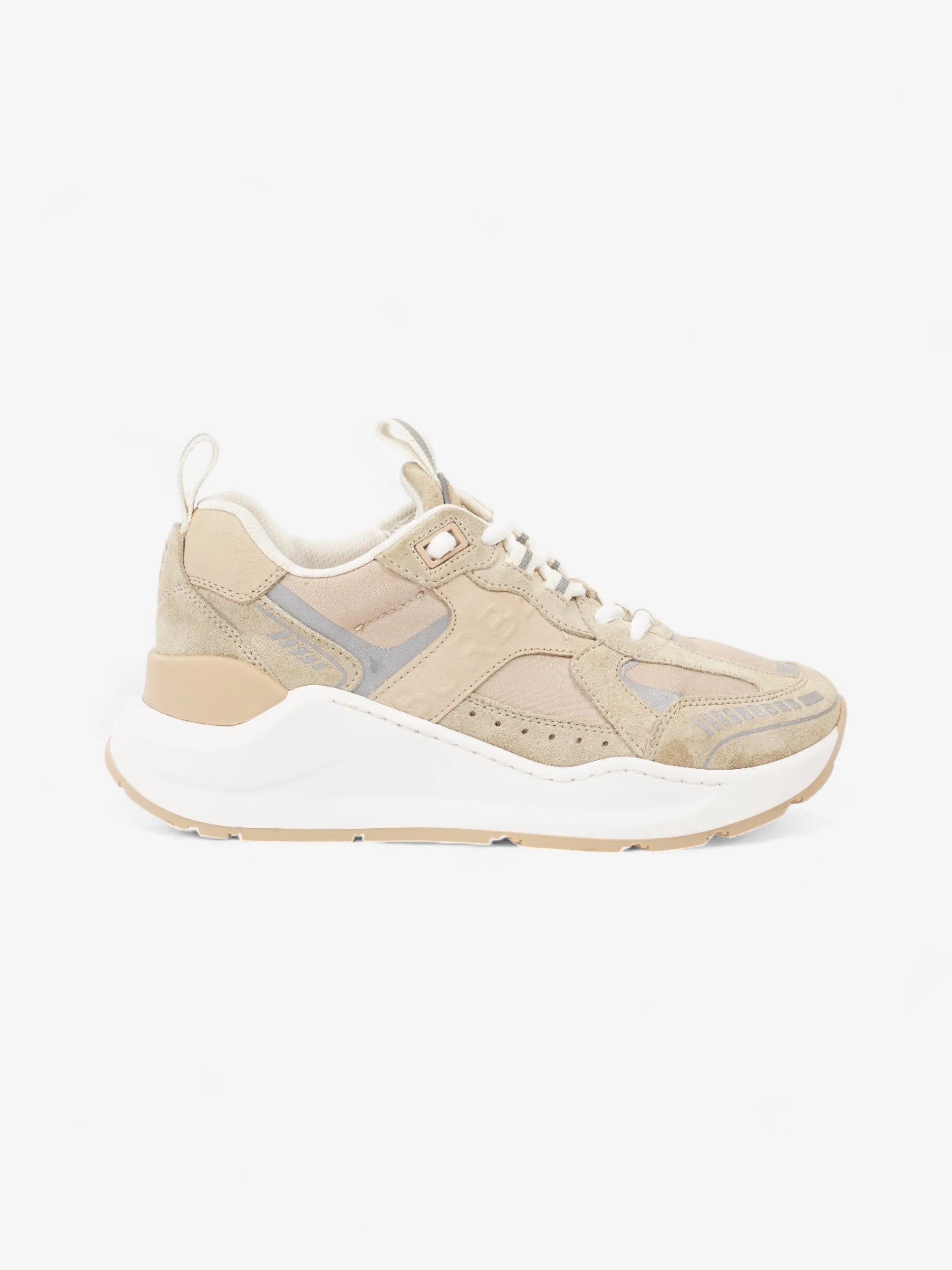 Efficient Burberry Sean Mixed Media Sneakers Beige  / Silver Suede EU 37 UK 4