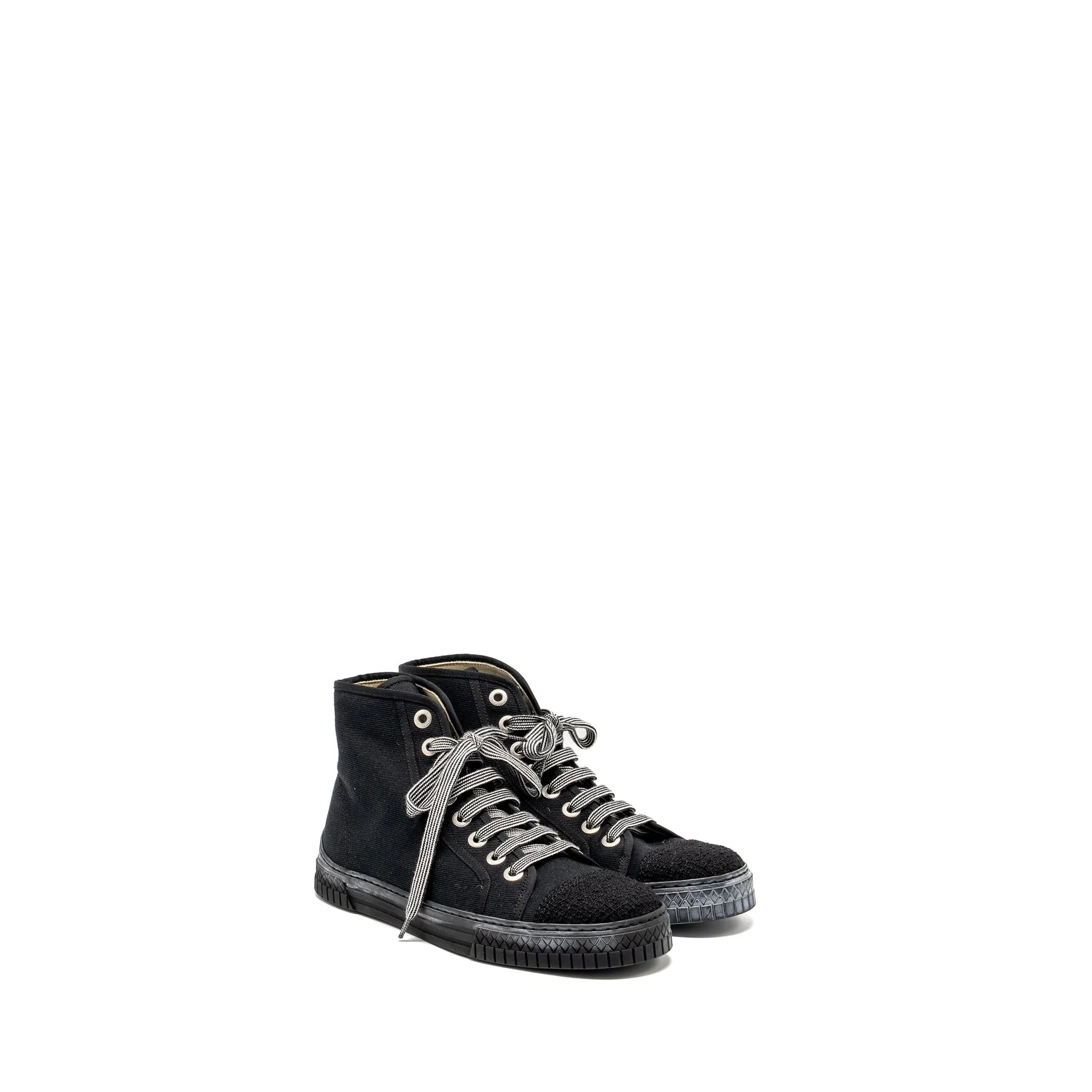 Elevated Comfort Chanel Size 38 High-Top Sneakers Fabric Black