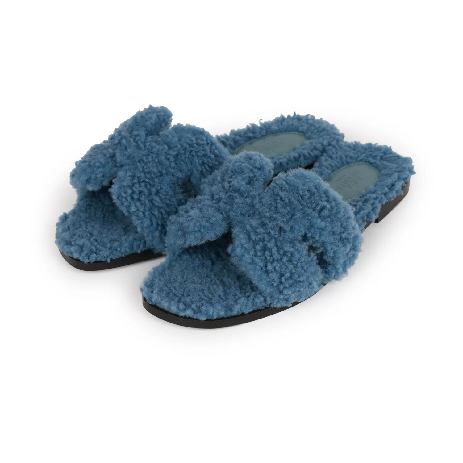Elevated Sandals Hermes Oran Sandals Bleu Woolskin 36