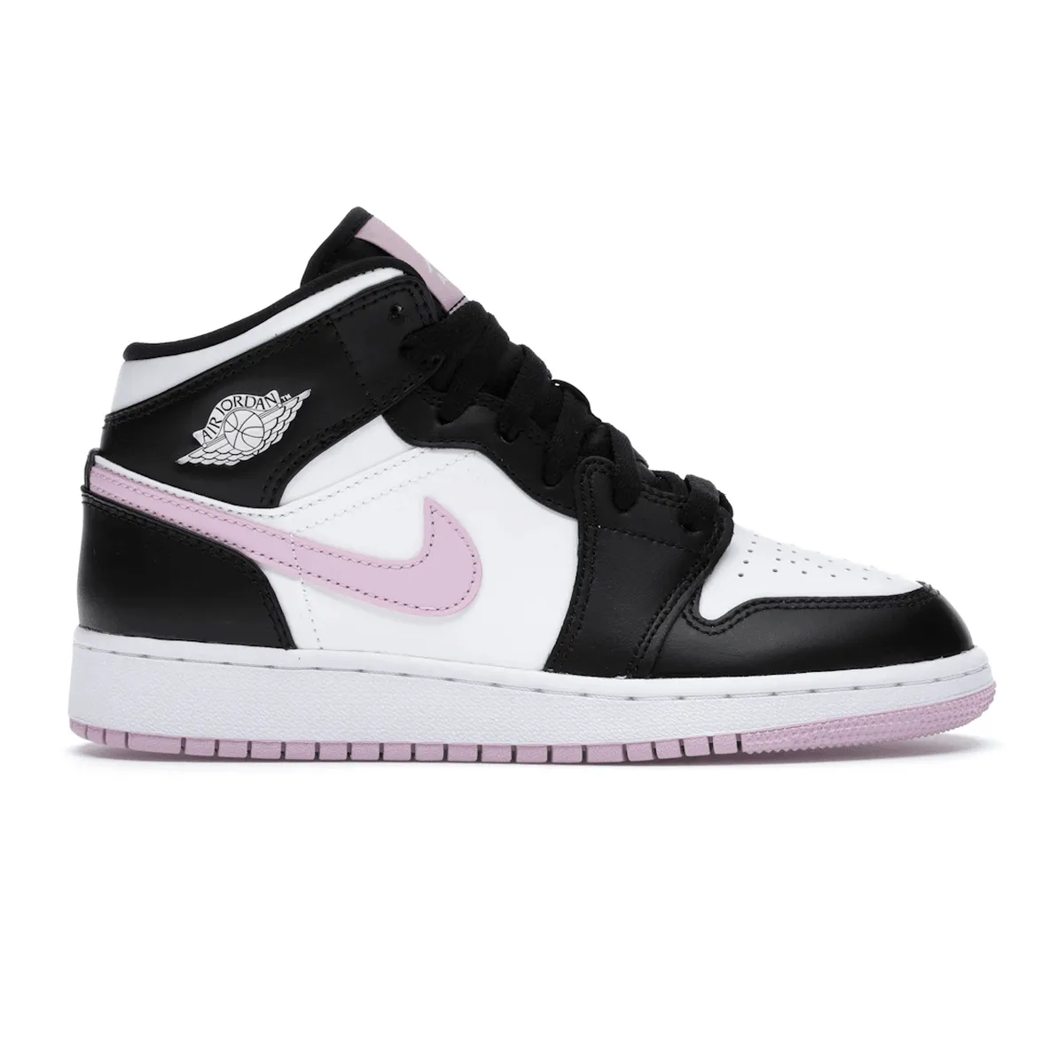 Air Jordan 1 Mid White Black Light Arctic Pink Smooth Movement