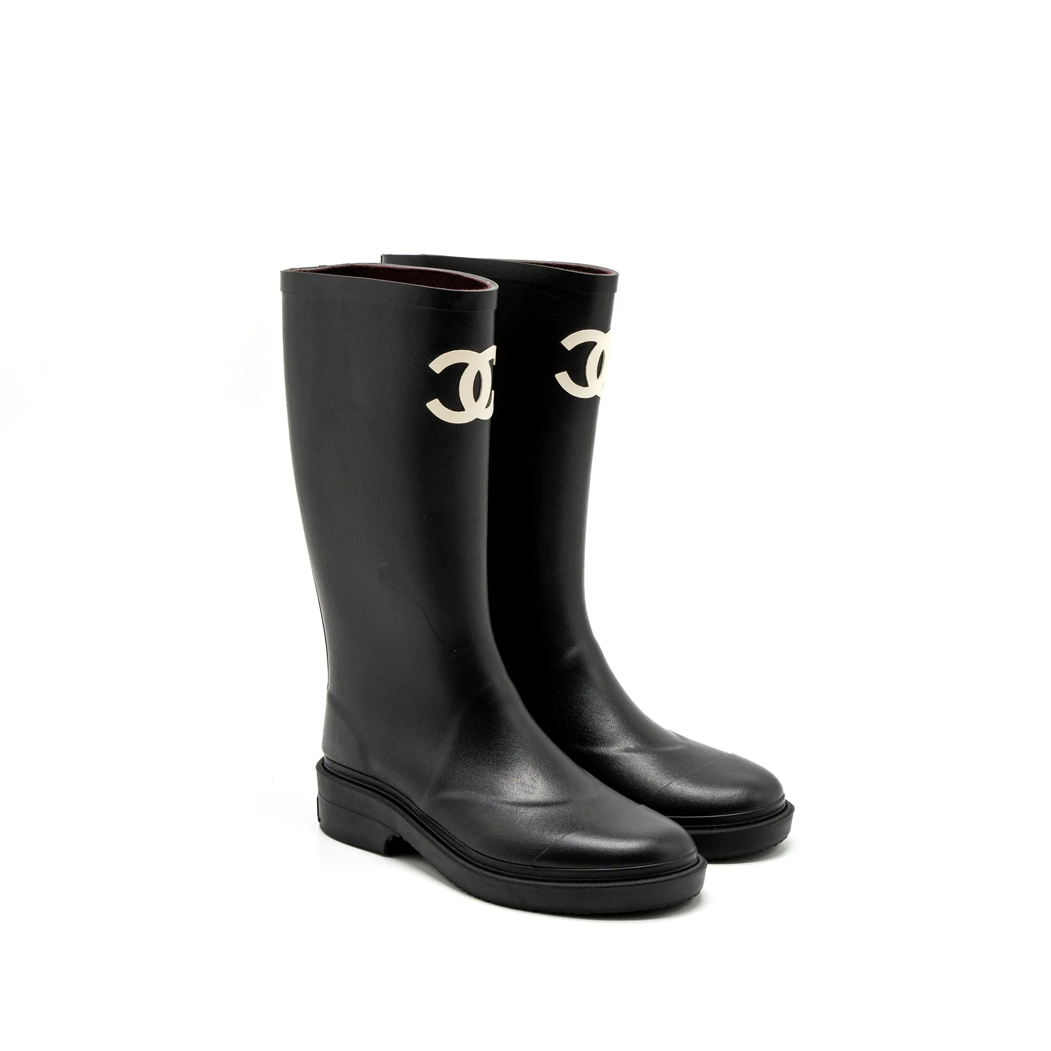 Energy Pro Chanel Size 35 Rubber Boots Black/White