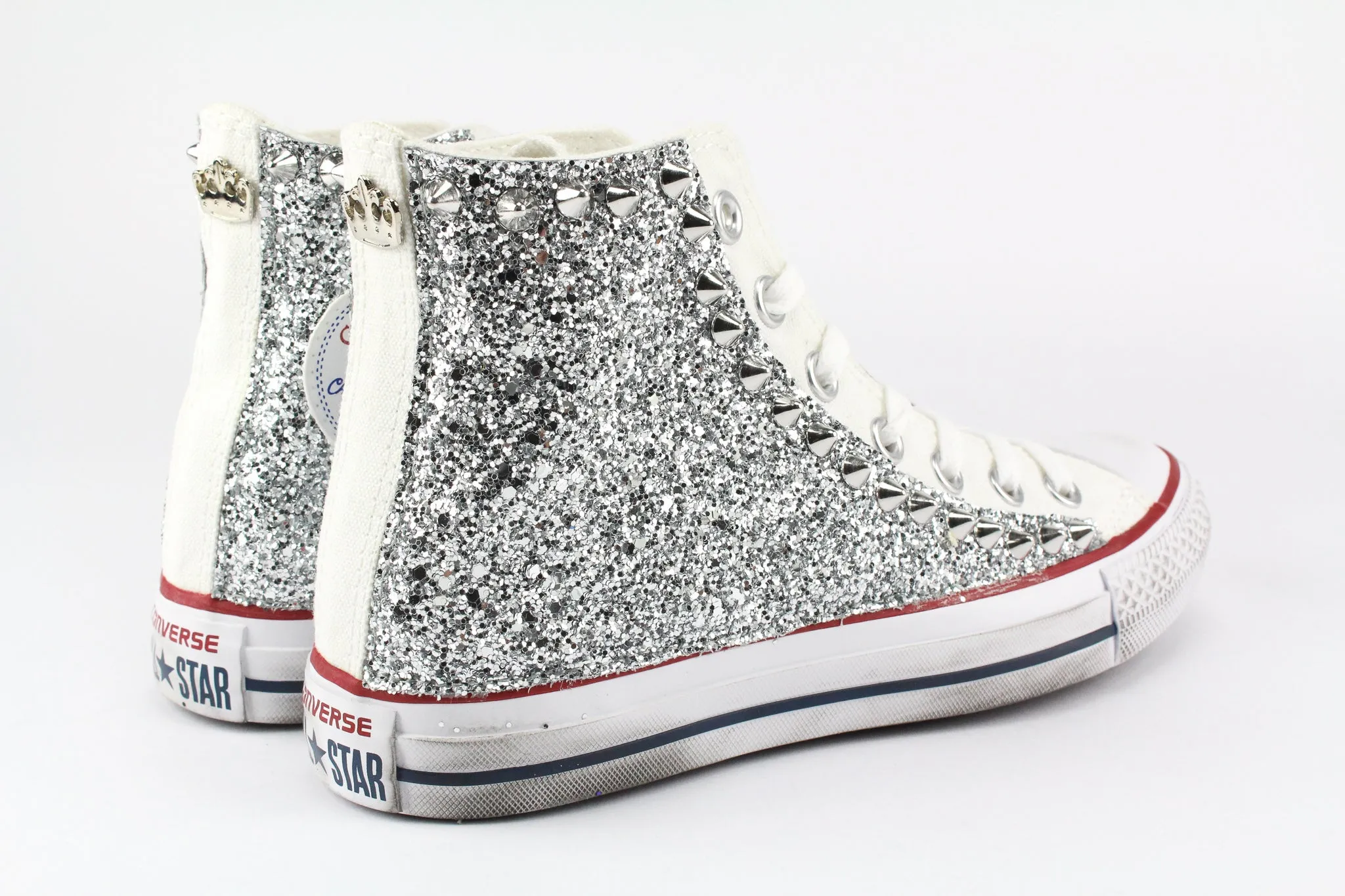 Everyday Walk Converse All Star White Silver Glitter & Borchie