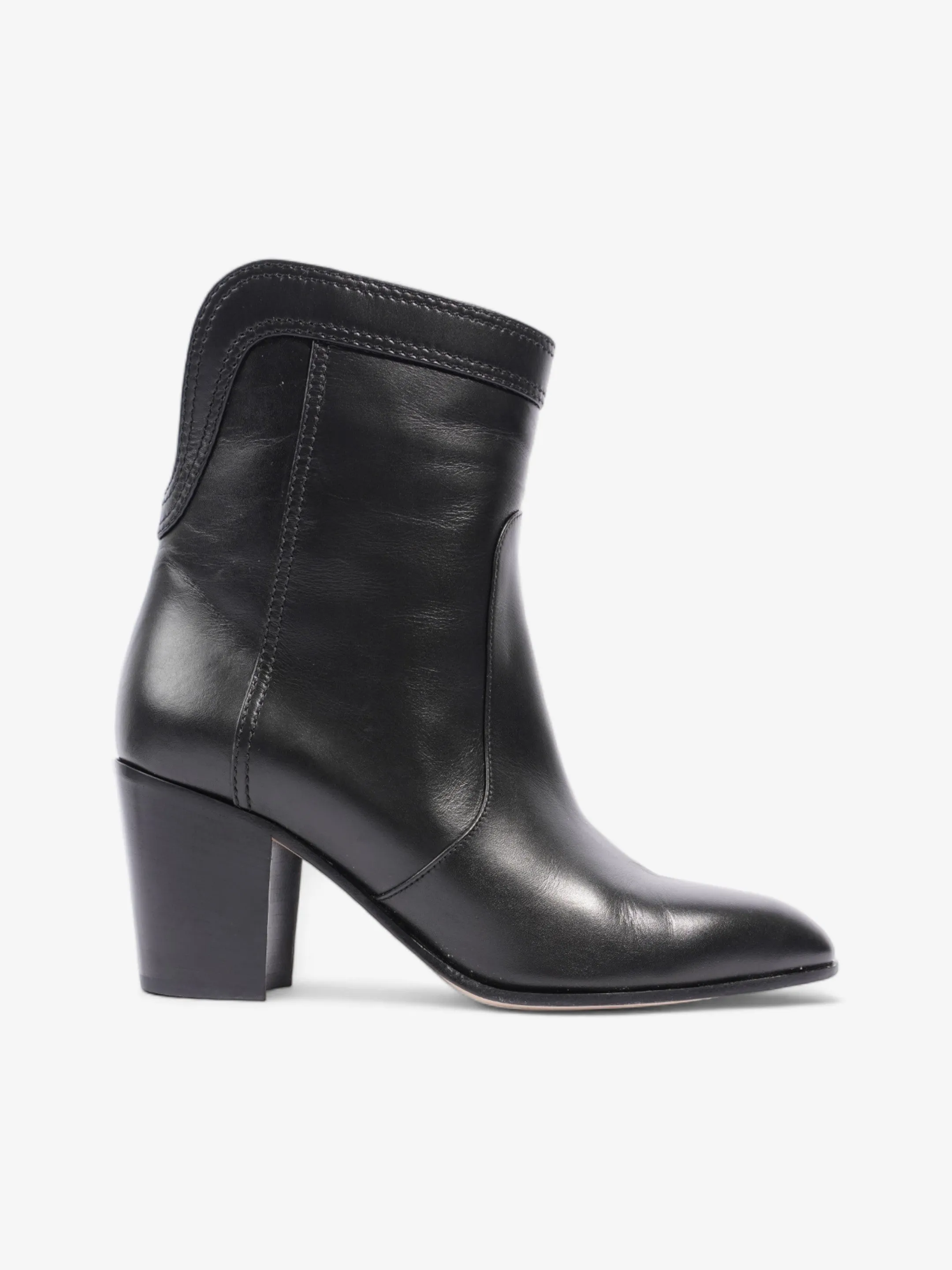 Extra Cushion Chanel Western CC Boots 50mm Black Calfskin Leather EU 36.5 UK 3.5